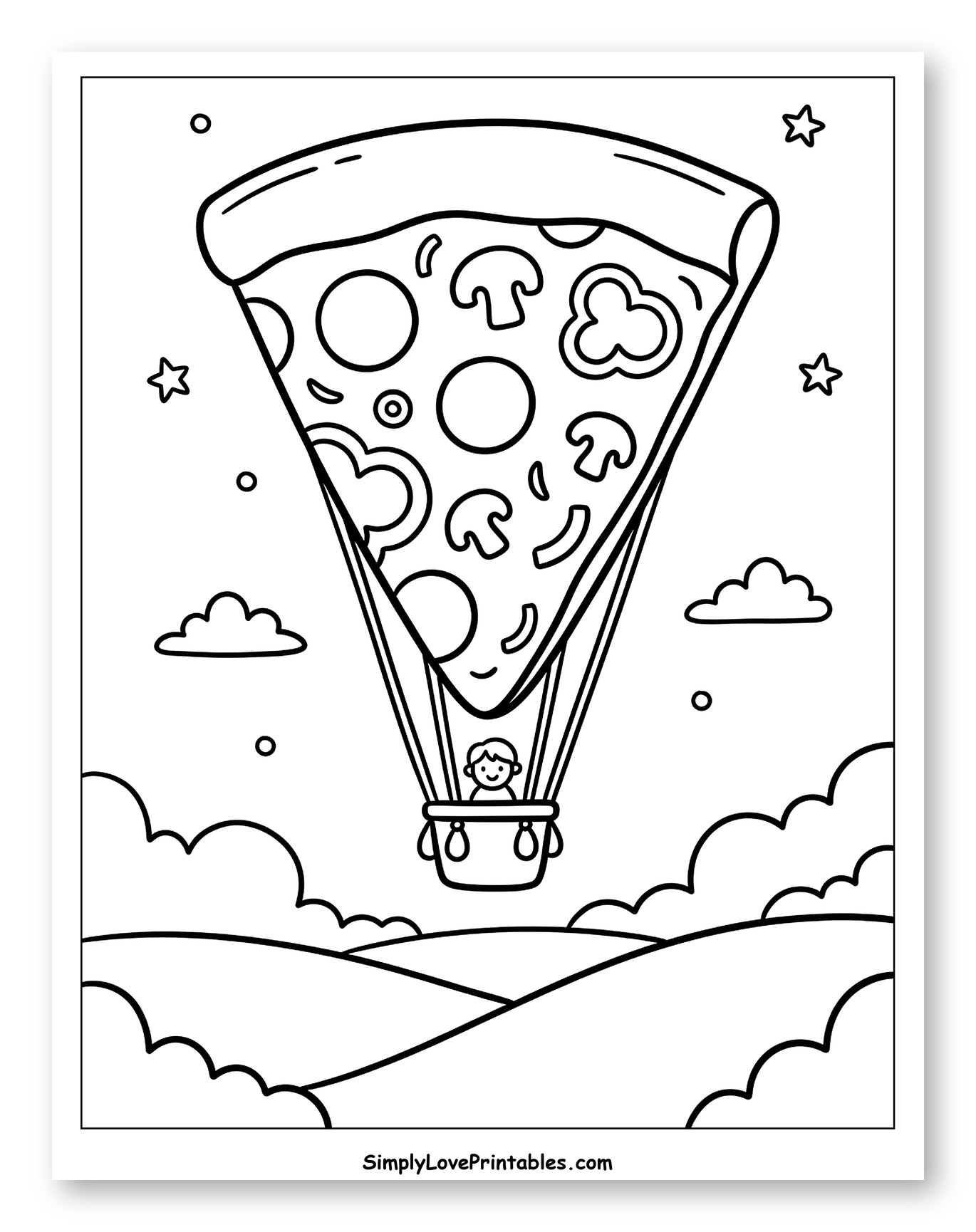 Child in a Pizza Slice Hot Air Balloon