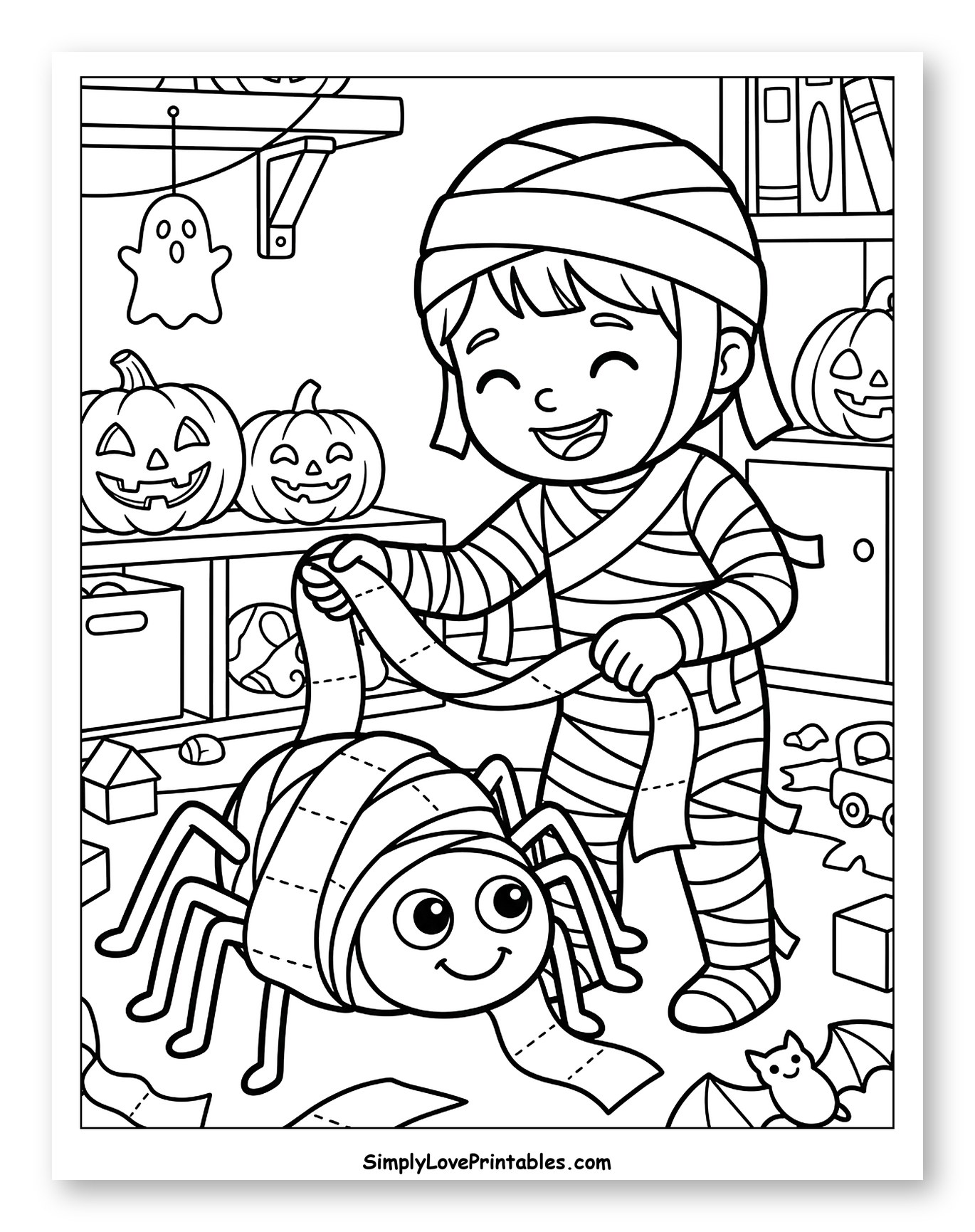 Child Mummy Wrapping a Friendly Spider