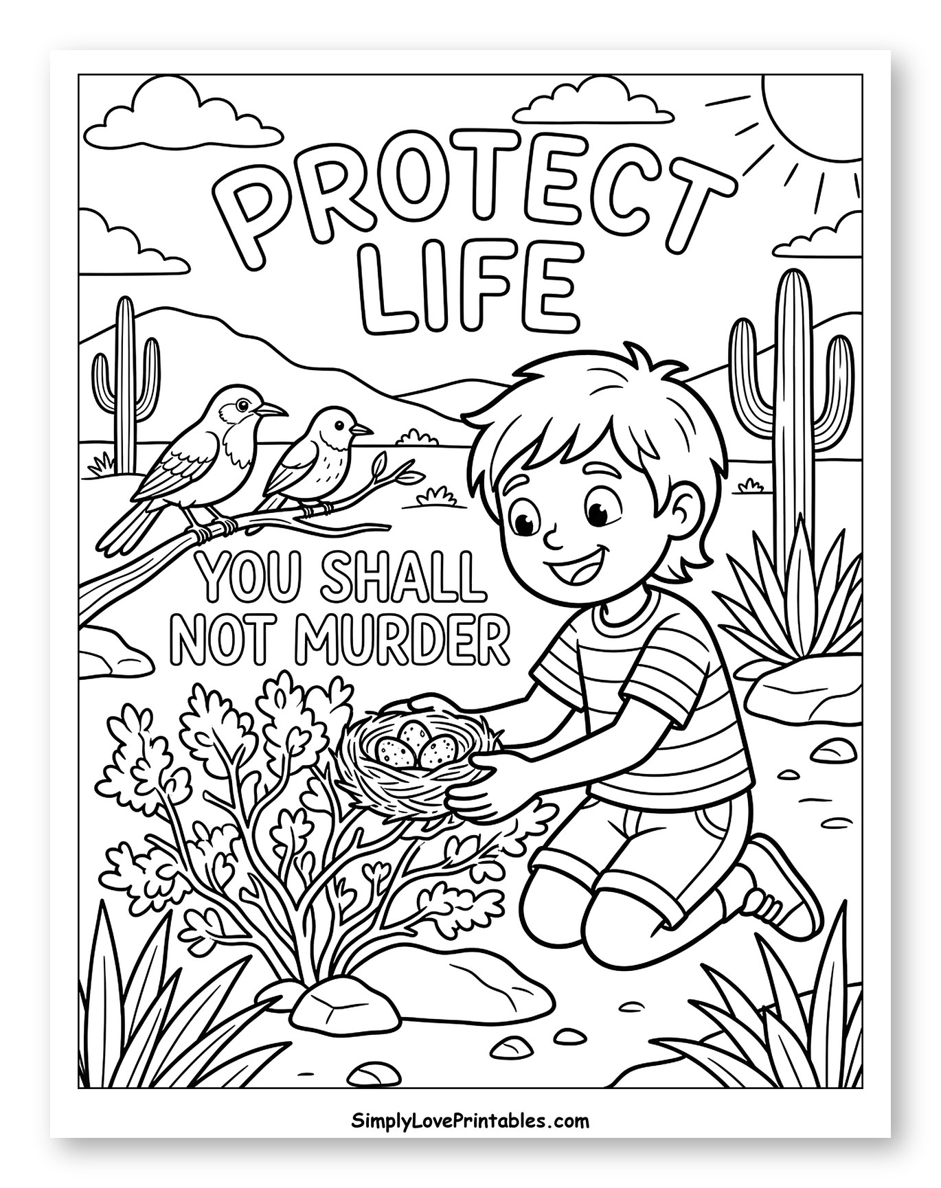 Child Protecting a Little Bird