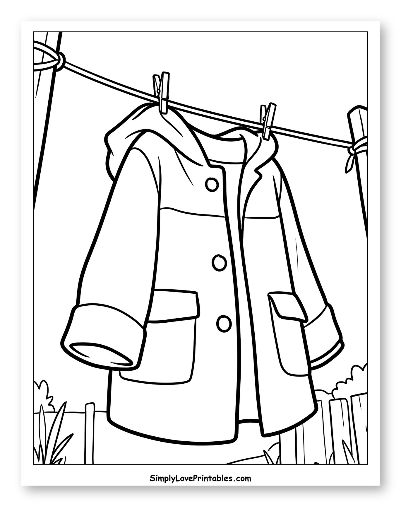 Child's Raincoat Drying on Clothesline