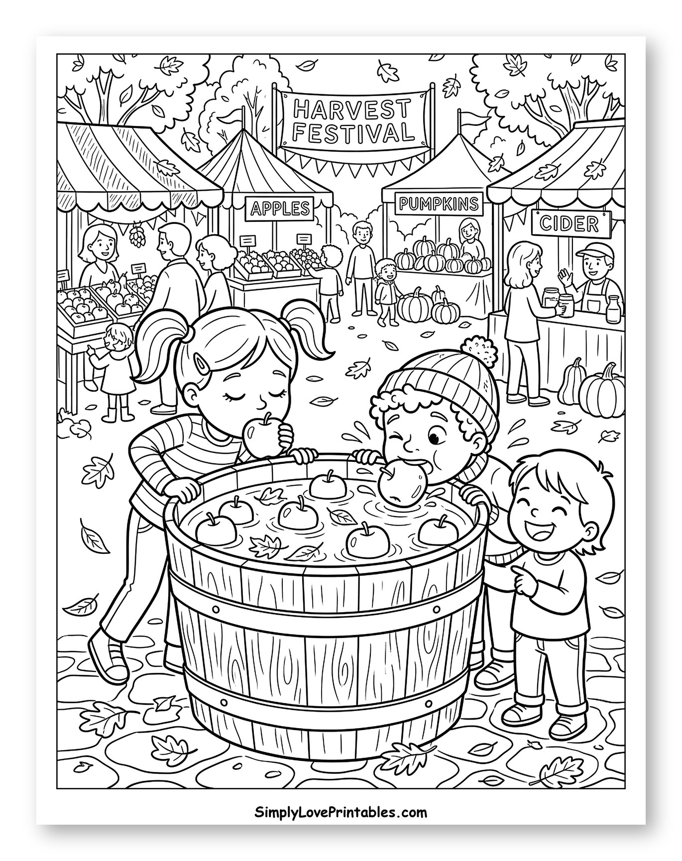 Children Bobbing for Apples at Harvest Festival