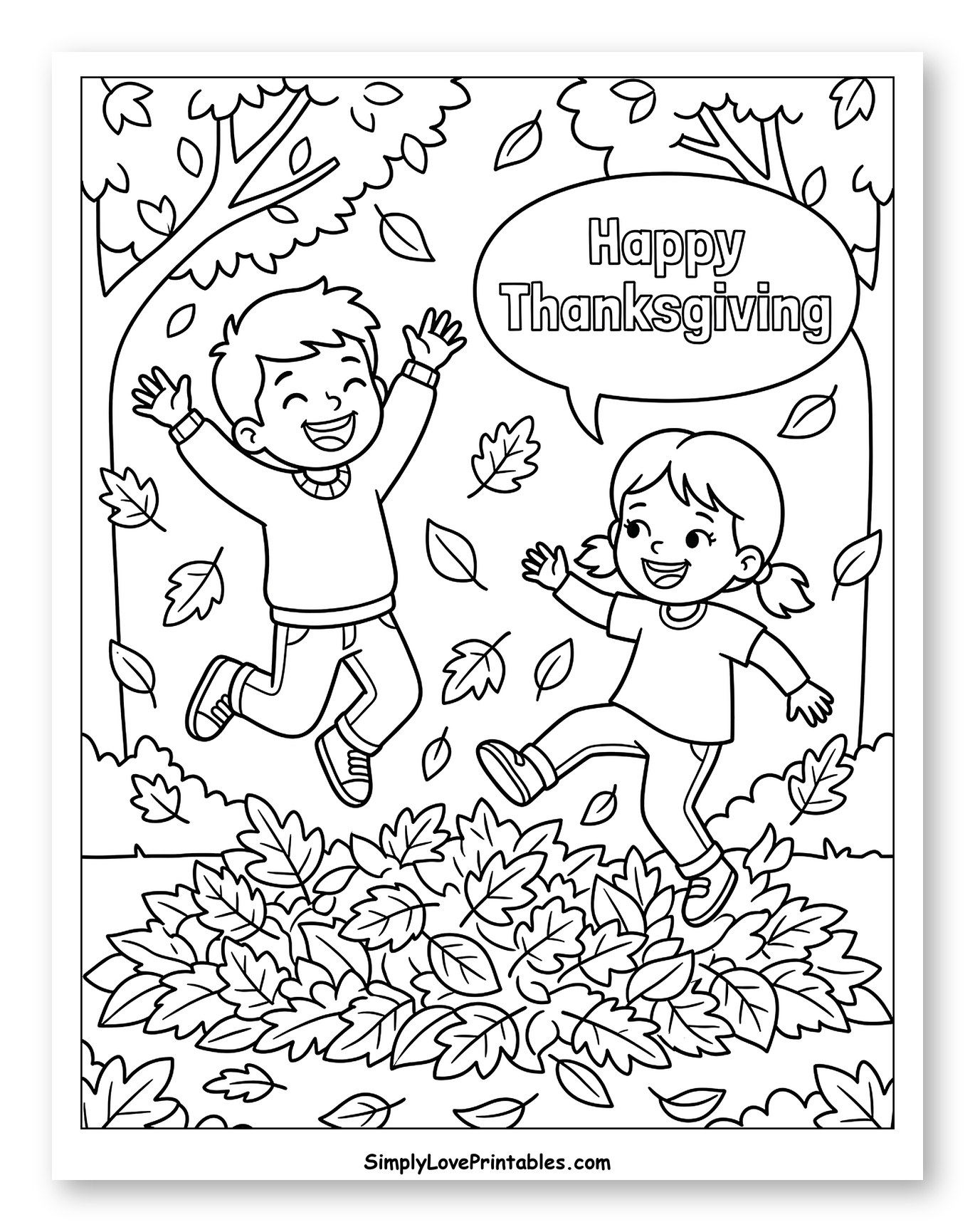 Children Joyfully Jumping in Autumn Leaves