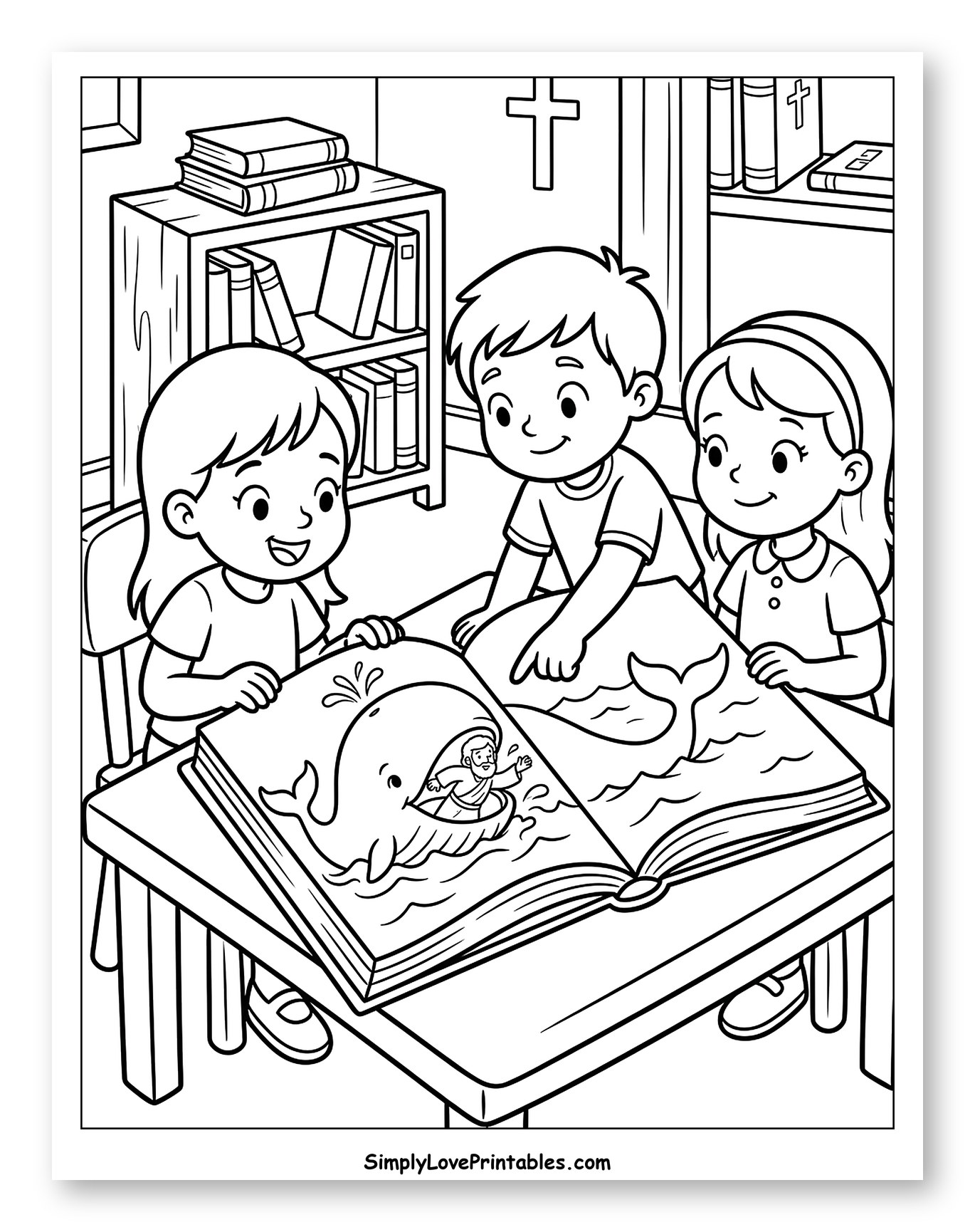 Children Reading Bible Stories About Jonah