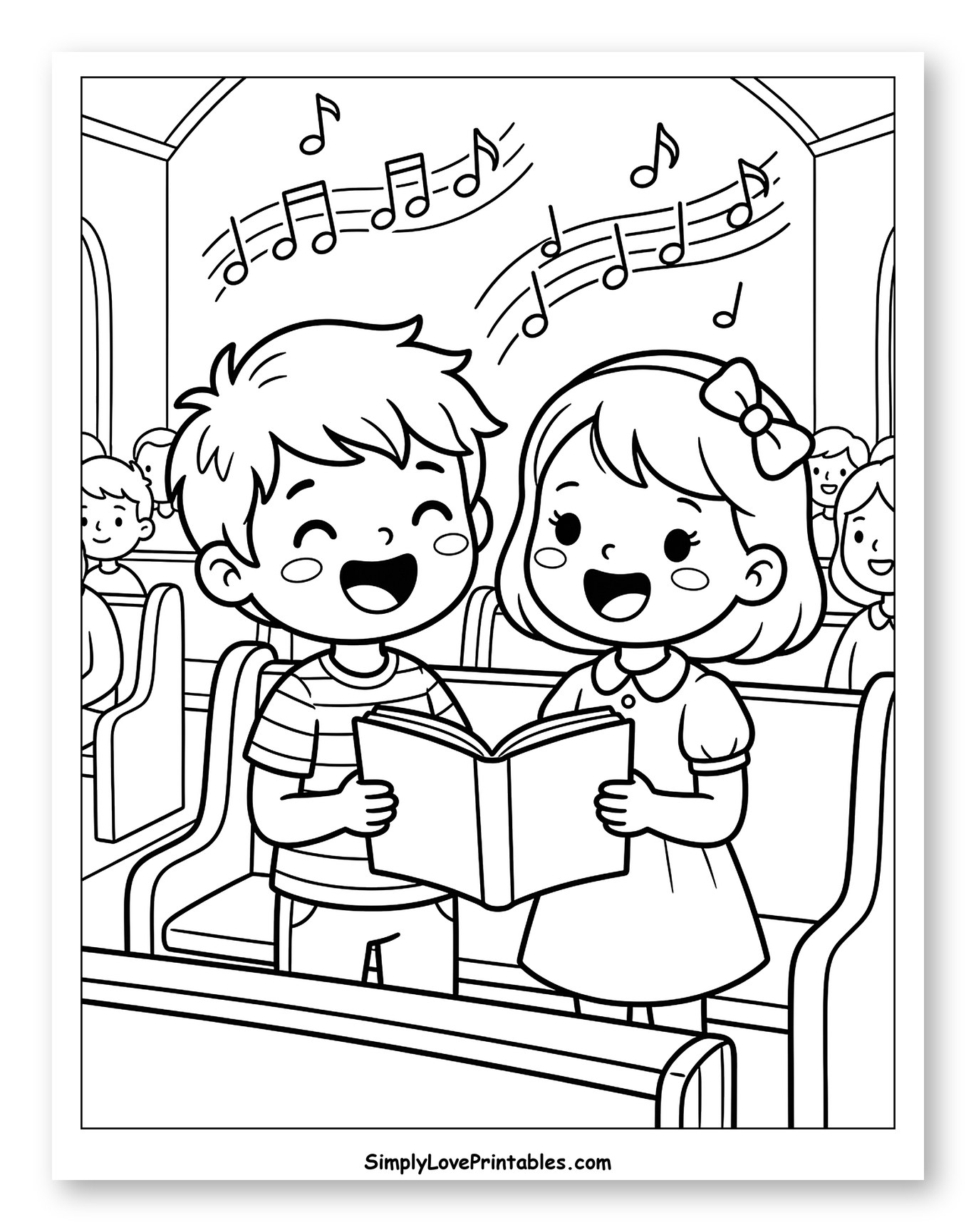 Children Singing Hymns in Church