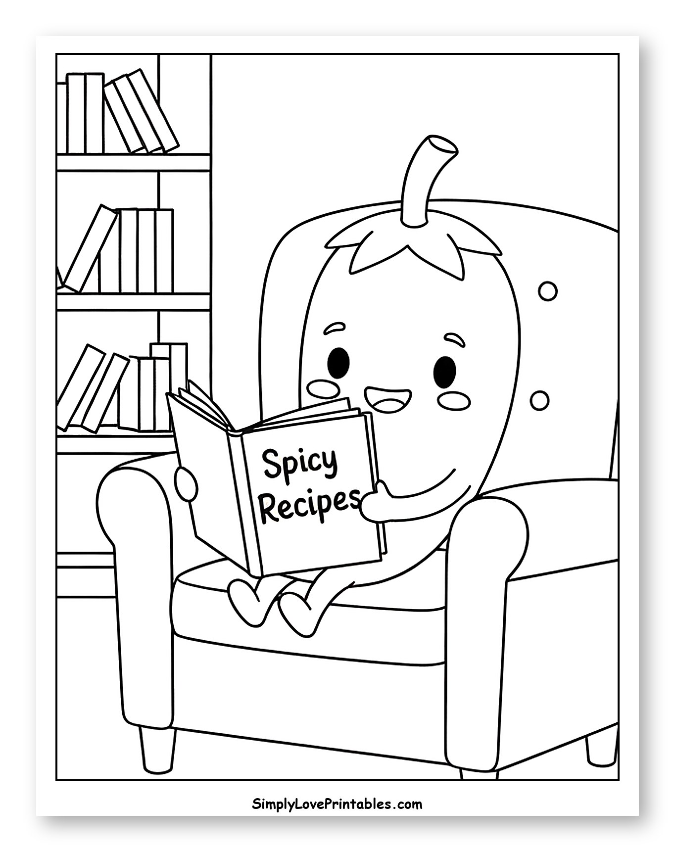 Chili Pepper Reading Spicy Recipes by Bookshelf