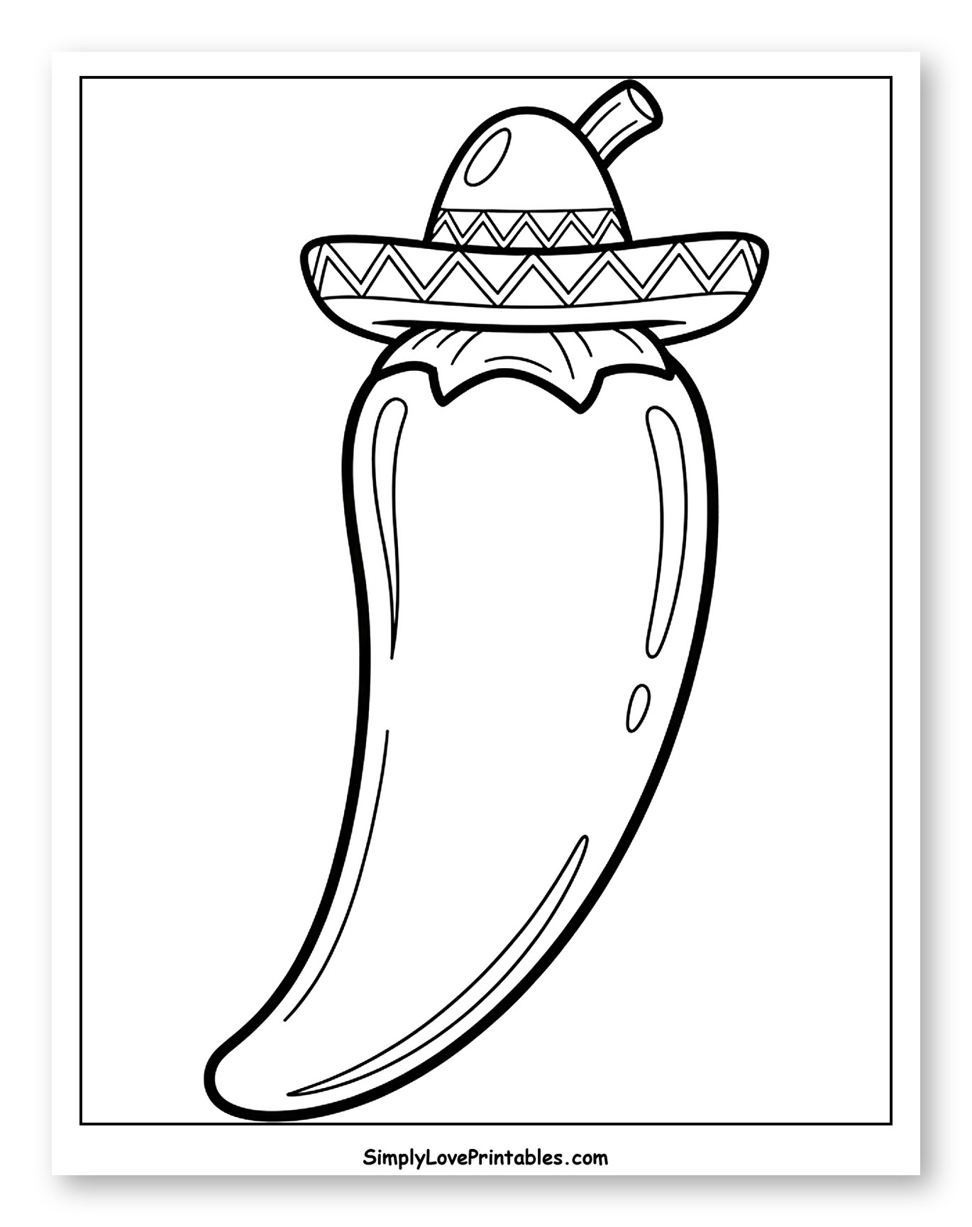 Chili Pepper Wearing a Sombrero Hat