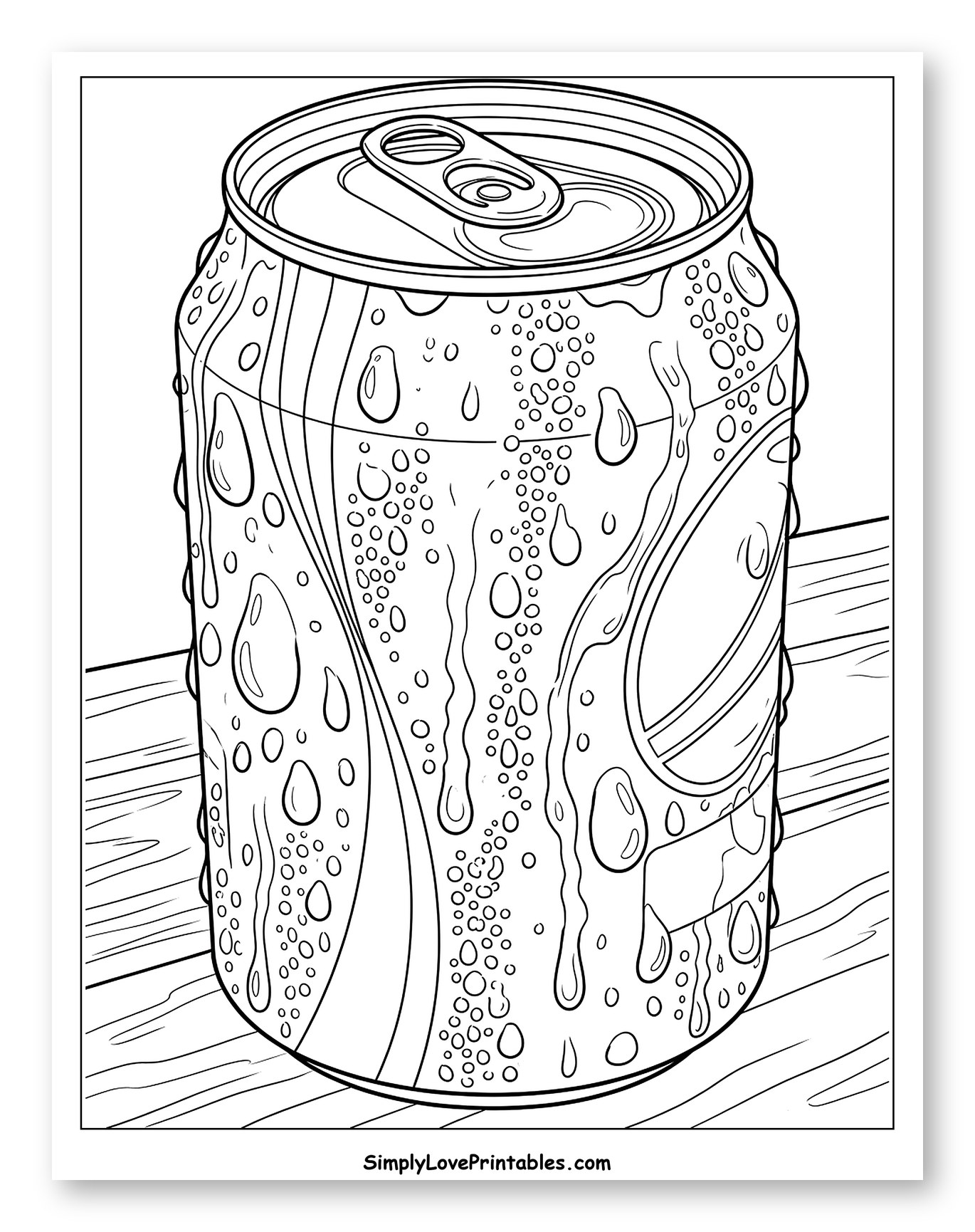 Chilled Beverage Can on Wood Coloring Page