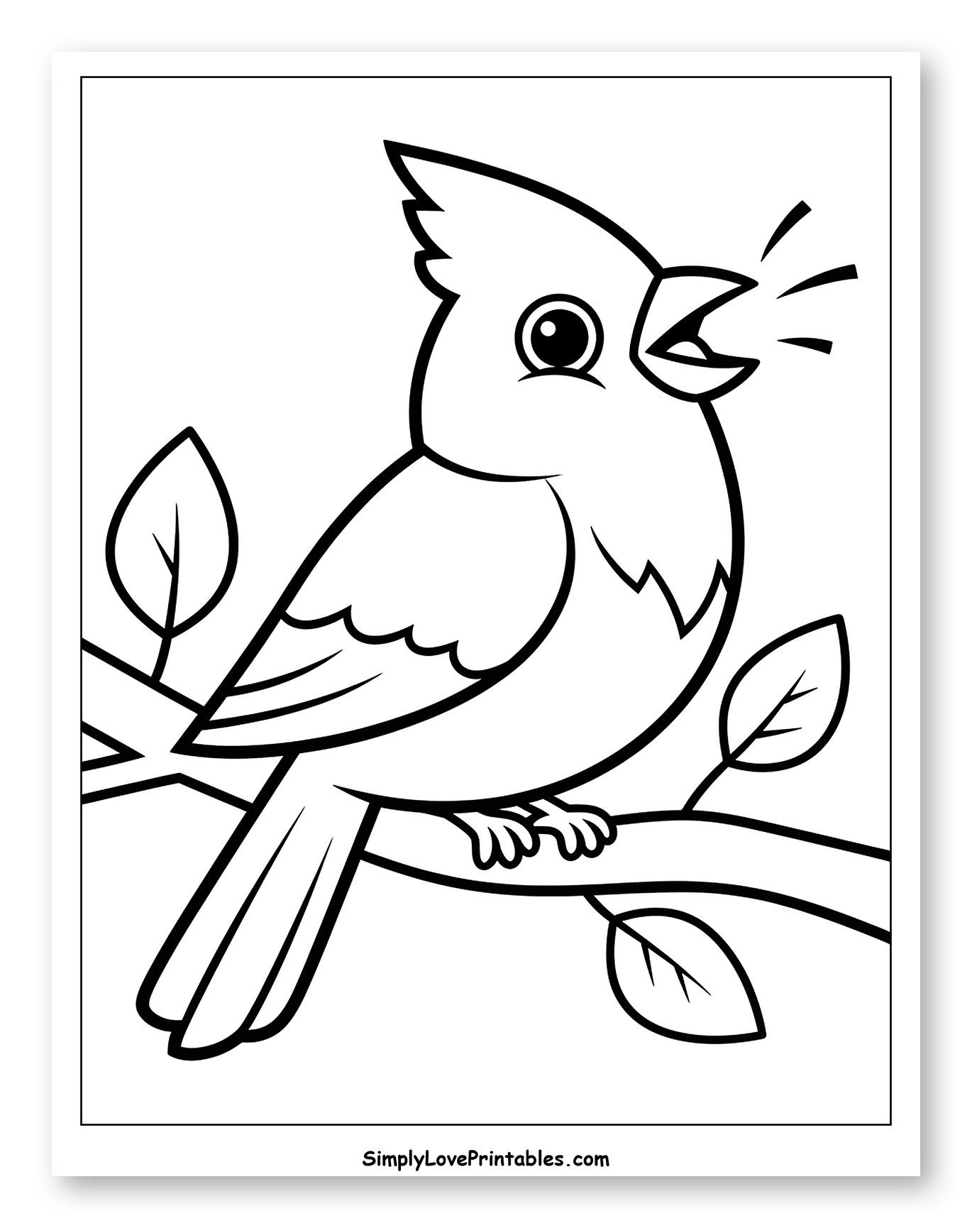 Chirping Cardinal on a Tree Branch