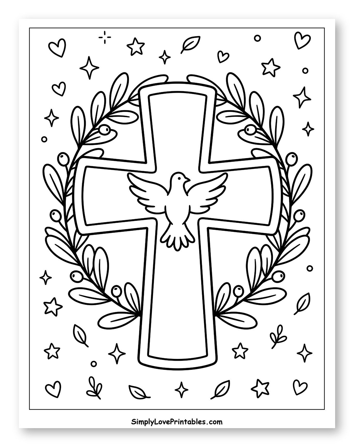 Christian Cross with Dove and Berry Wreath