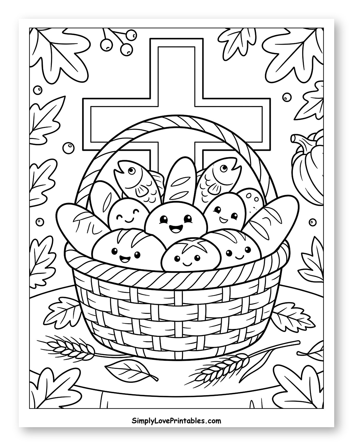Christian Thanksgiving Basket of Bread and Fish