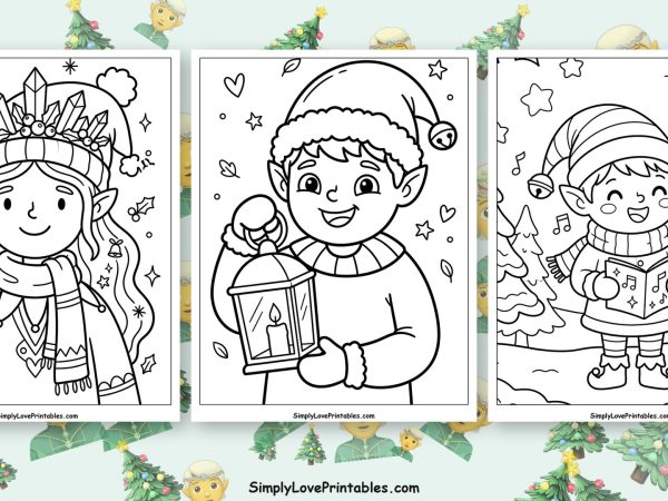 Christmas elf coloring pages featured image