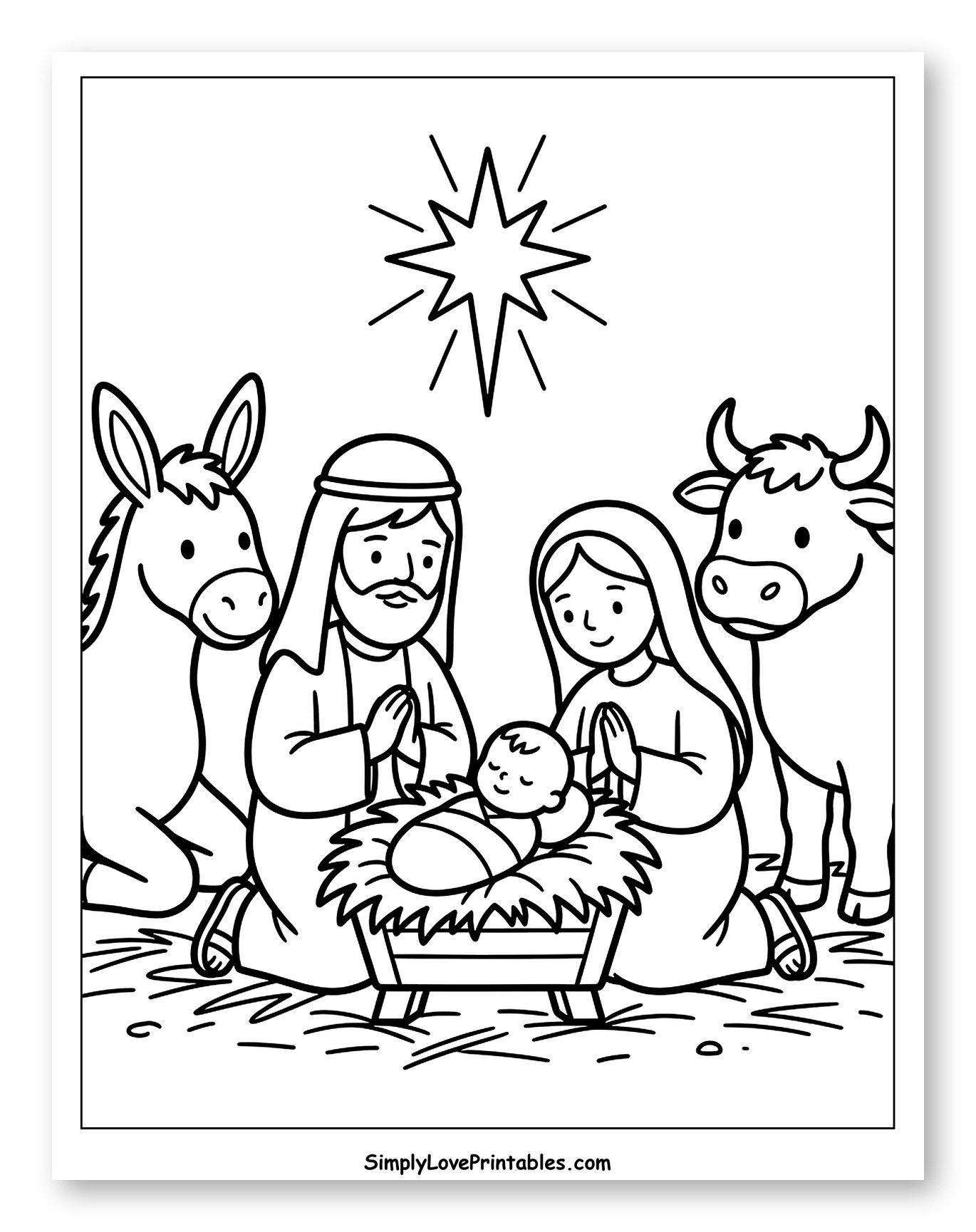 Christmas Nativity Scene with Star and Animals