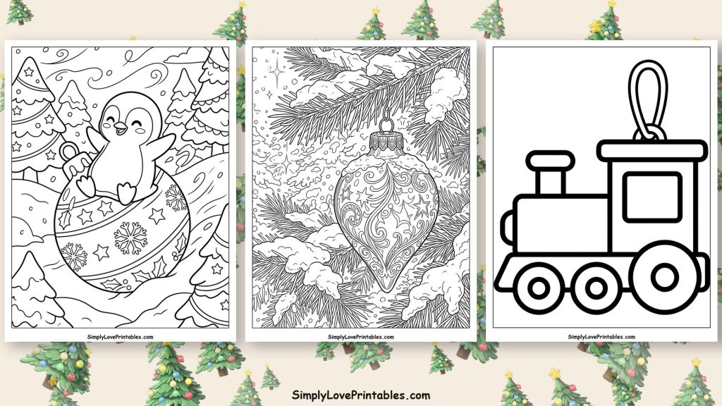 Christmas ornament coloring pages featured image