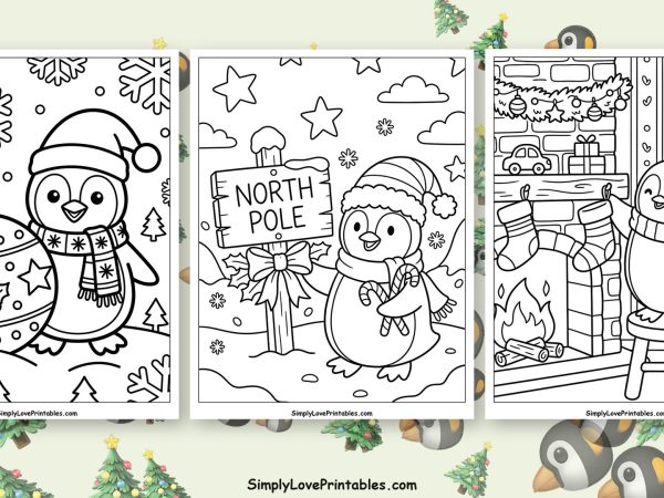 Christmas Penguin coloring pages featured image