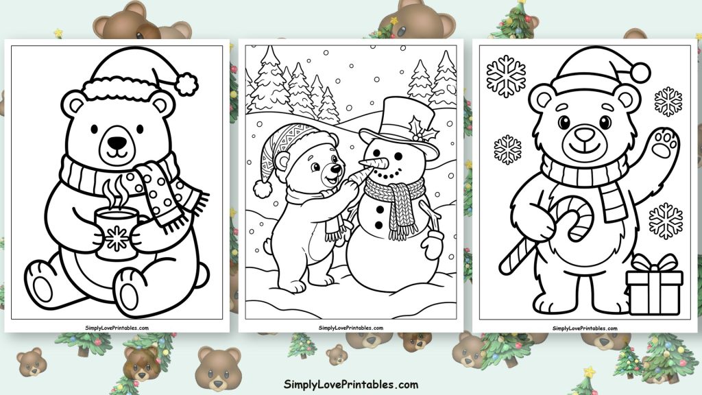 christmas polar bear coloring pages featured image