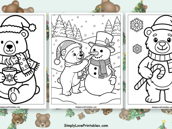 christmas polar bear coloring pages featured image