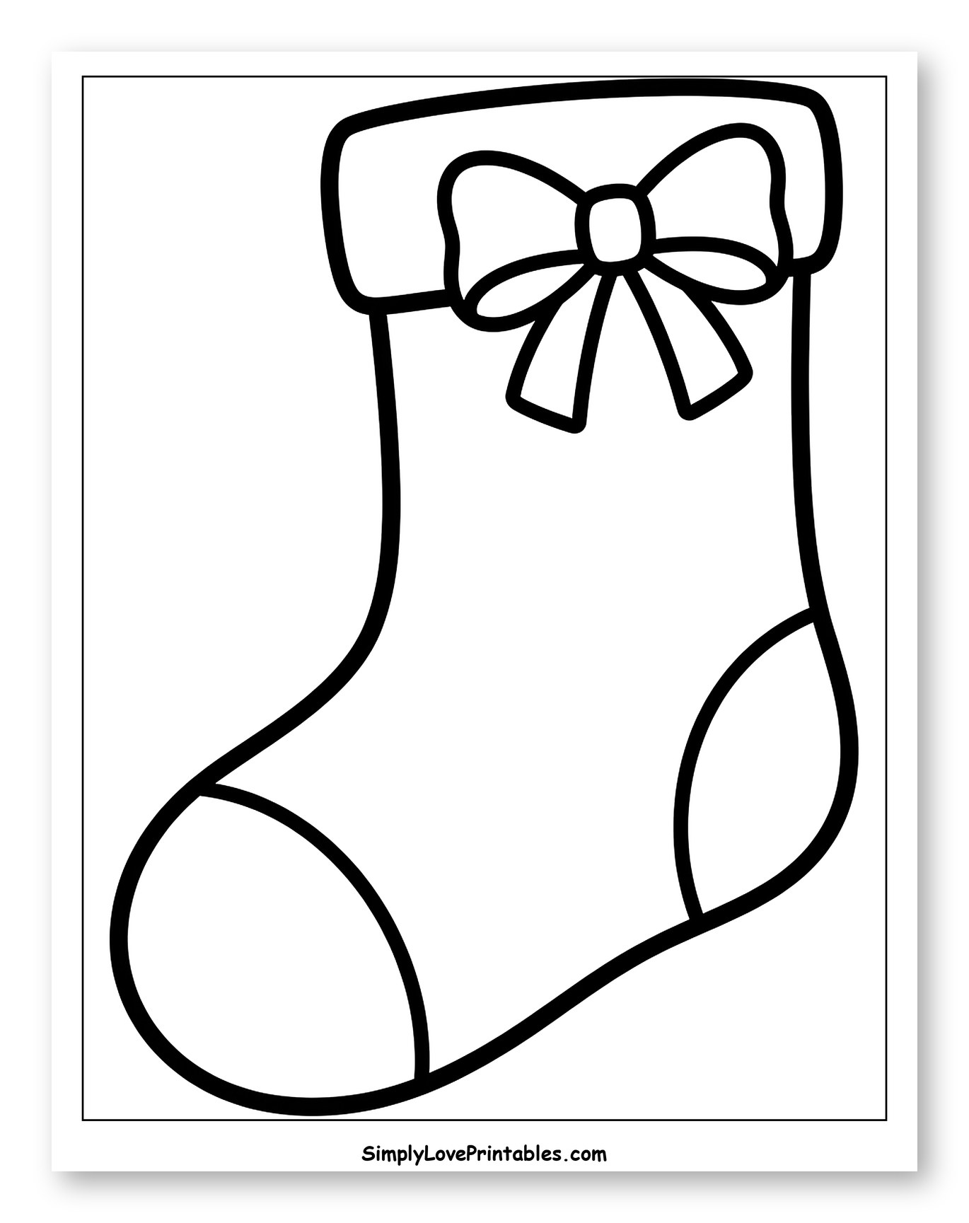 Christmas Stocking with a Festive Bow to Color for Toddlers