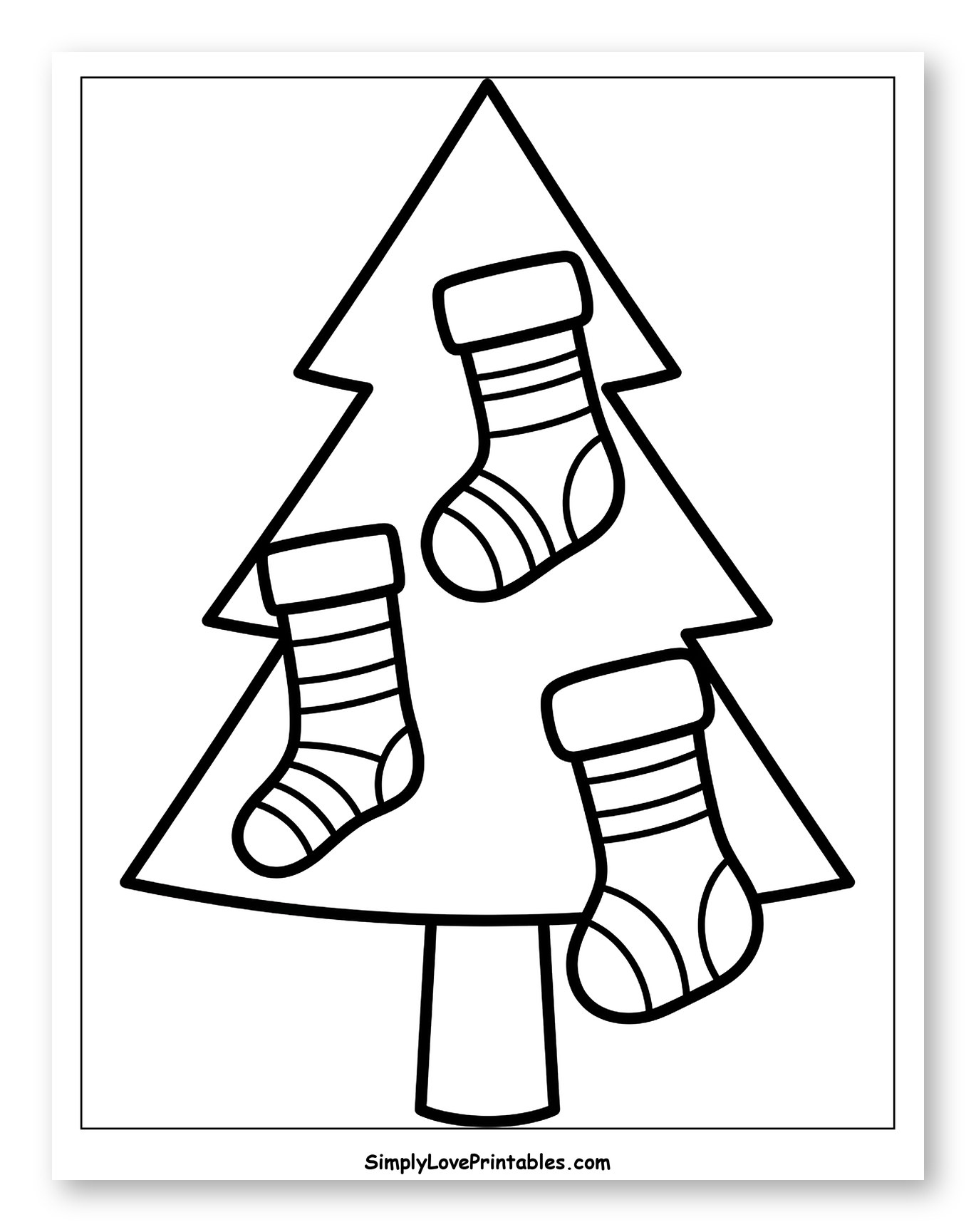Christmas Tree with Three Holiday Stockings