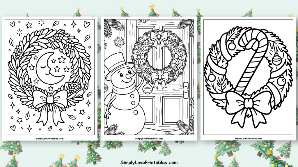 Christmas wreath coloring pages featured image