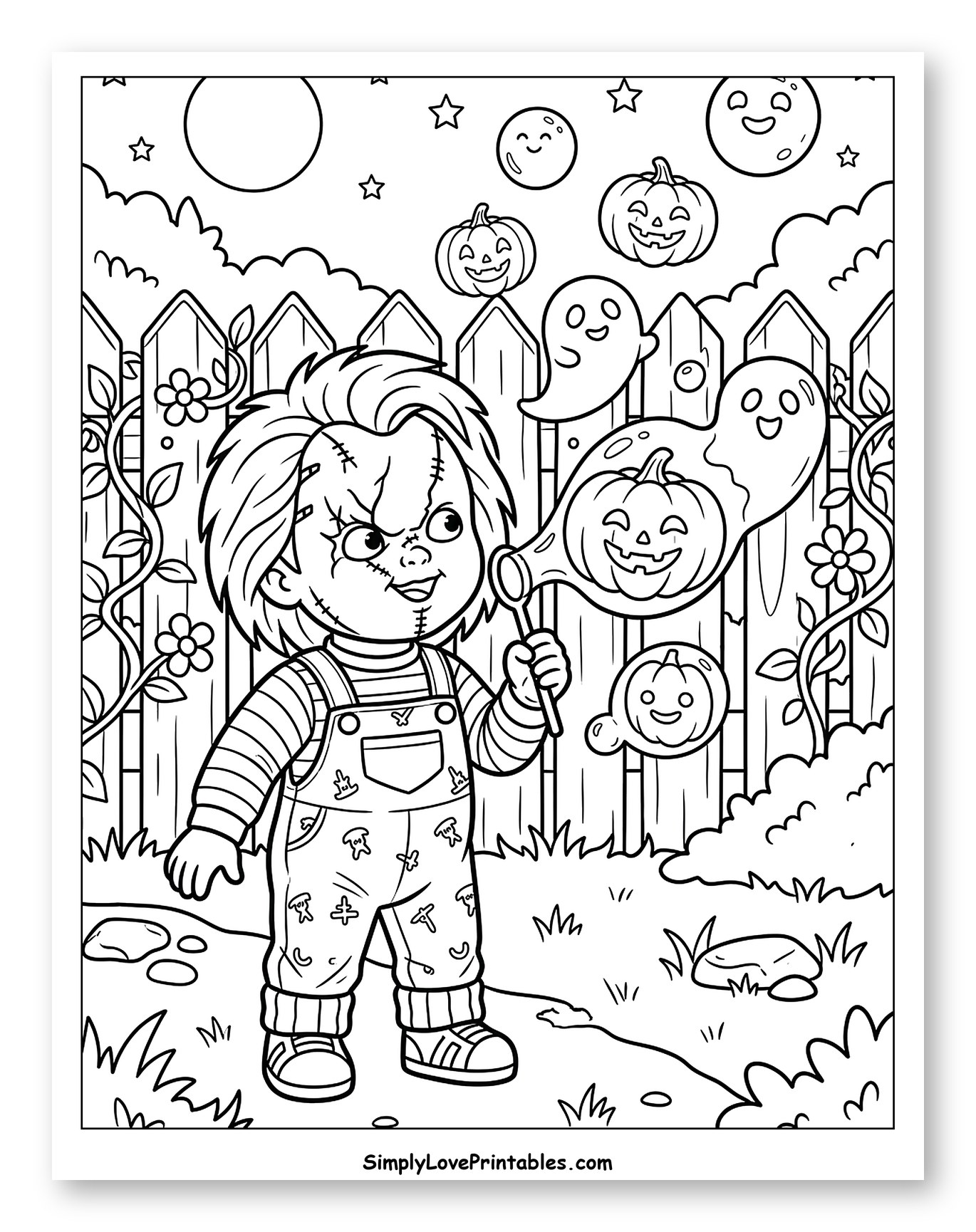 Chucky Blowing Halloween Ghost and Pumpkin Bubbles
