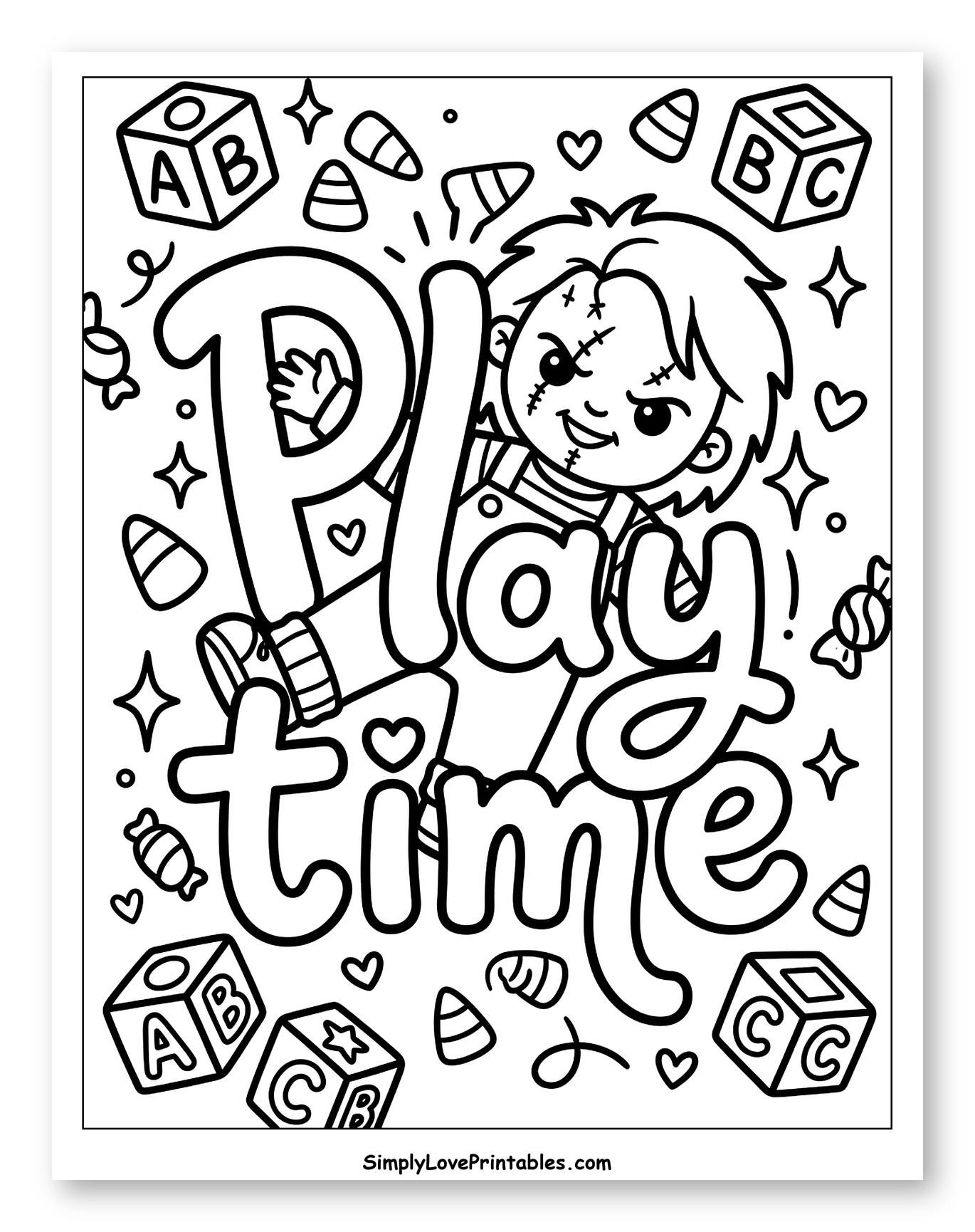 Chucky Doll with Play Time Text and Toys