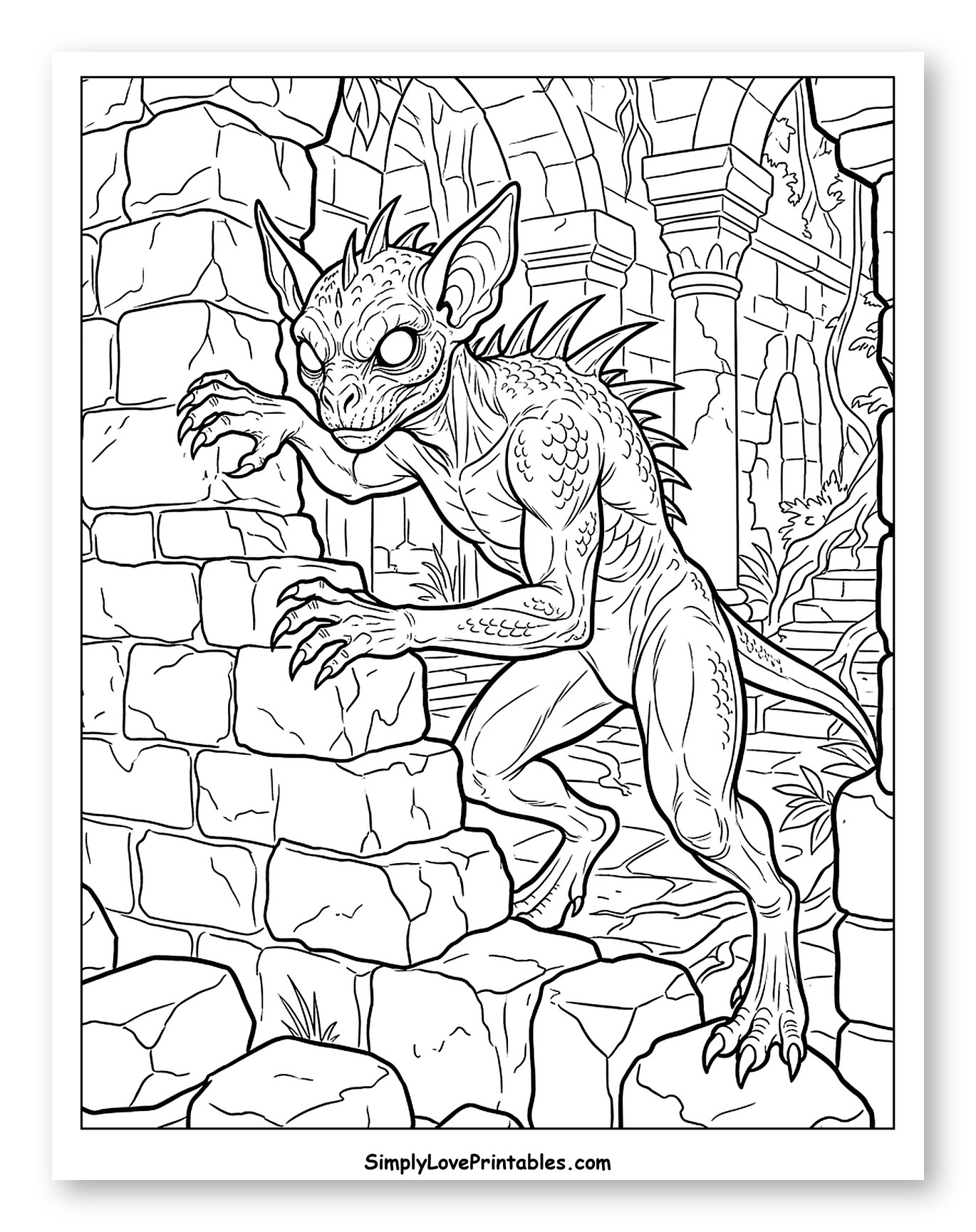 Chupacabra Emerging From Ruined Temple