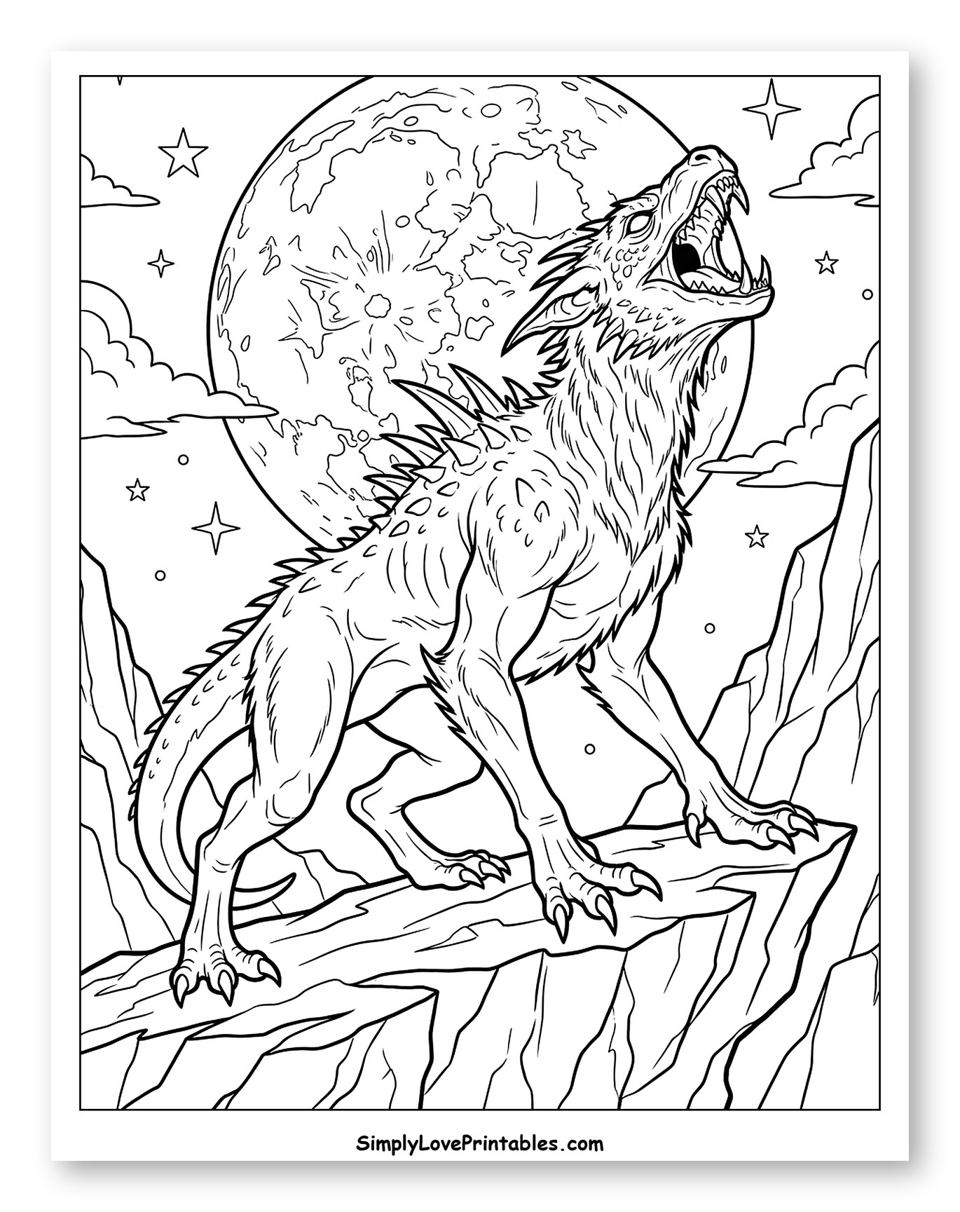 Chupacabra Howling Under a Full Moon