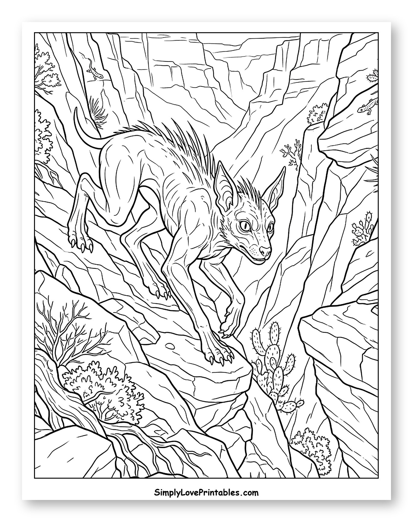 Chupacabra Navigating Rocky Canyon Landscape