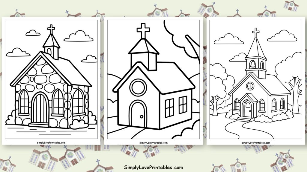 church coloring pages featured image