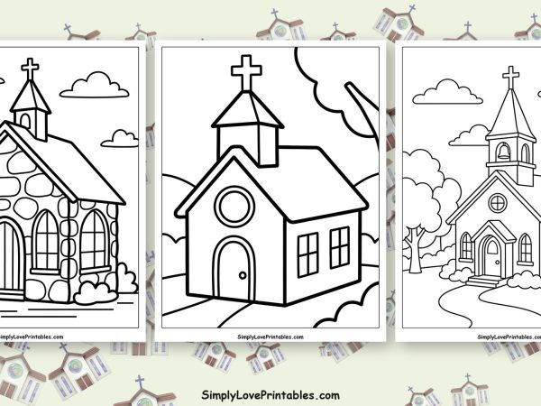 church coloring pages featured image