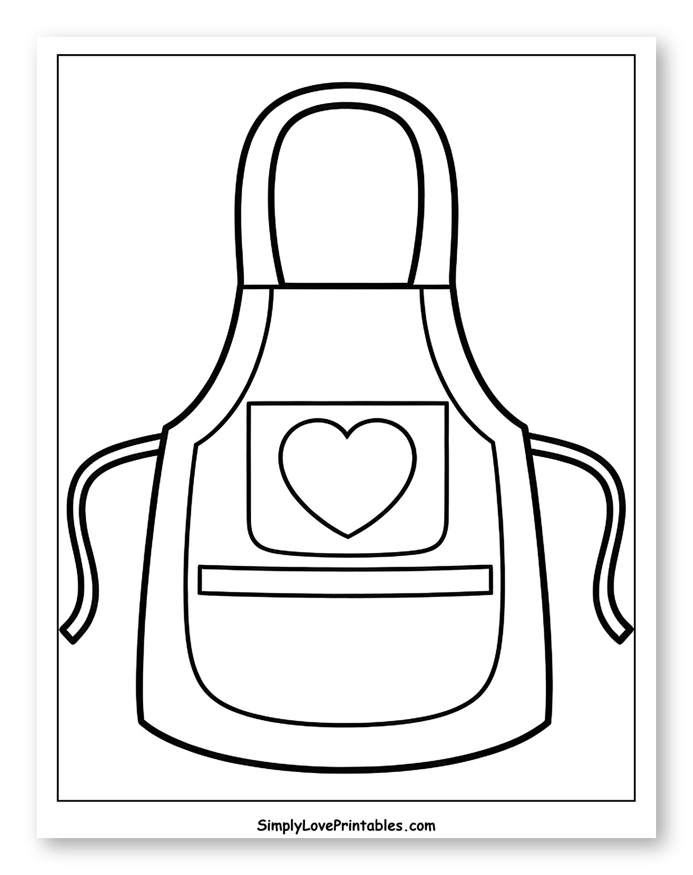 Classic Apron with Heart Pocket to Color for Toddlers