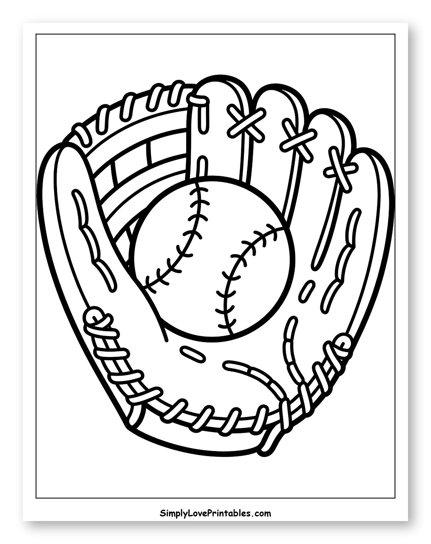 Classic Baseball Glove and Ball Coloring Page for Toddlers