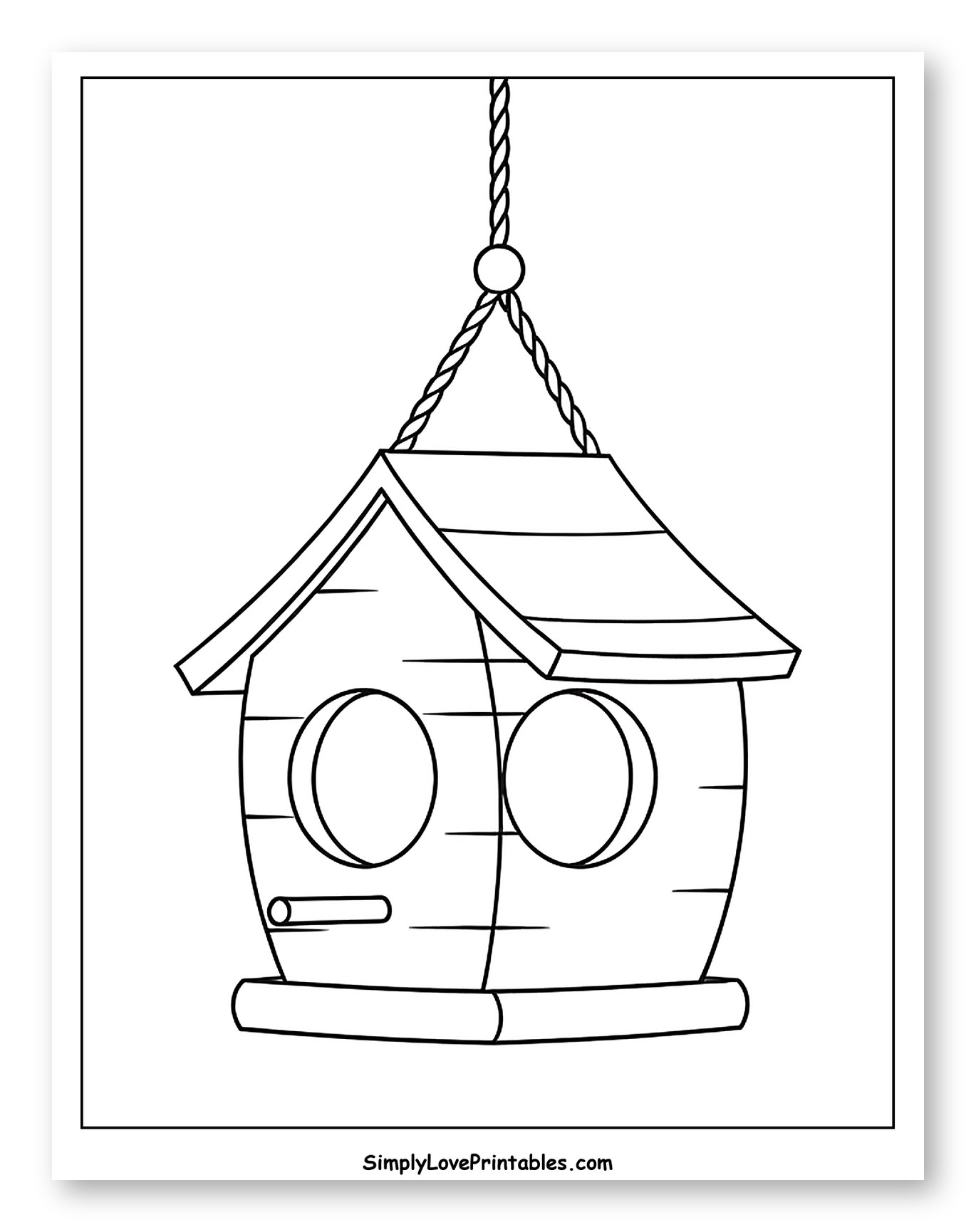 Classic Birdhouse Hanging by a Rope Coloring Sheet for Toddlers