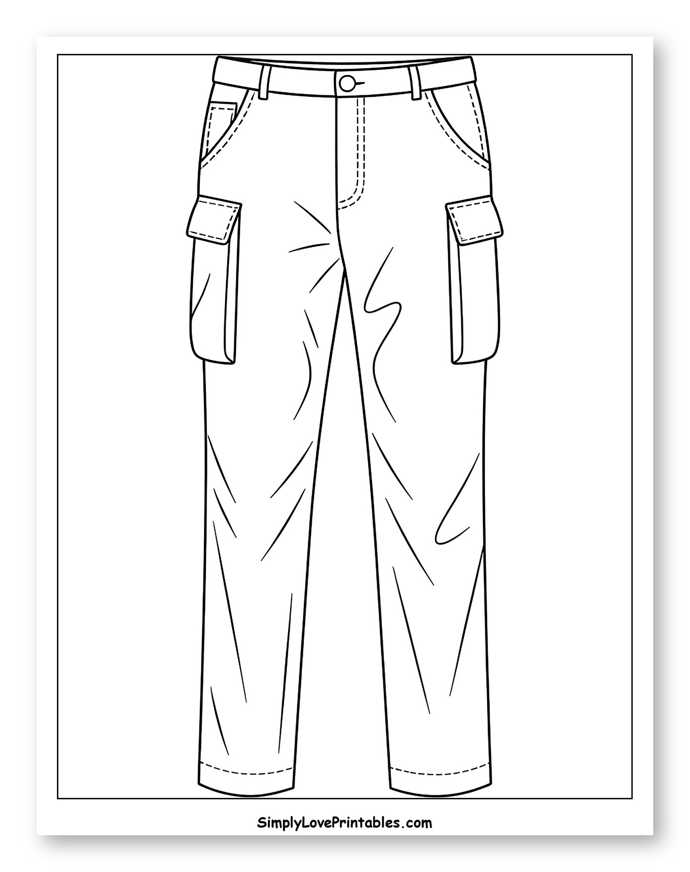 Classic Cargo Pants Design Coloring Page for Toddlers