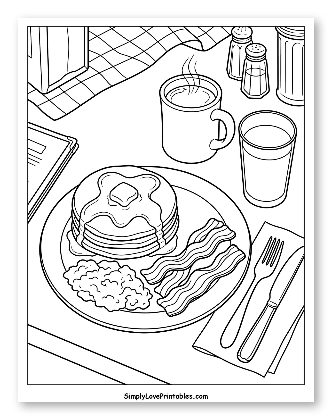 Classic Diner Breakfast Spread Coloring Page