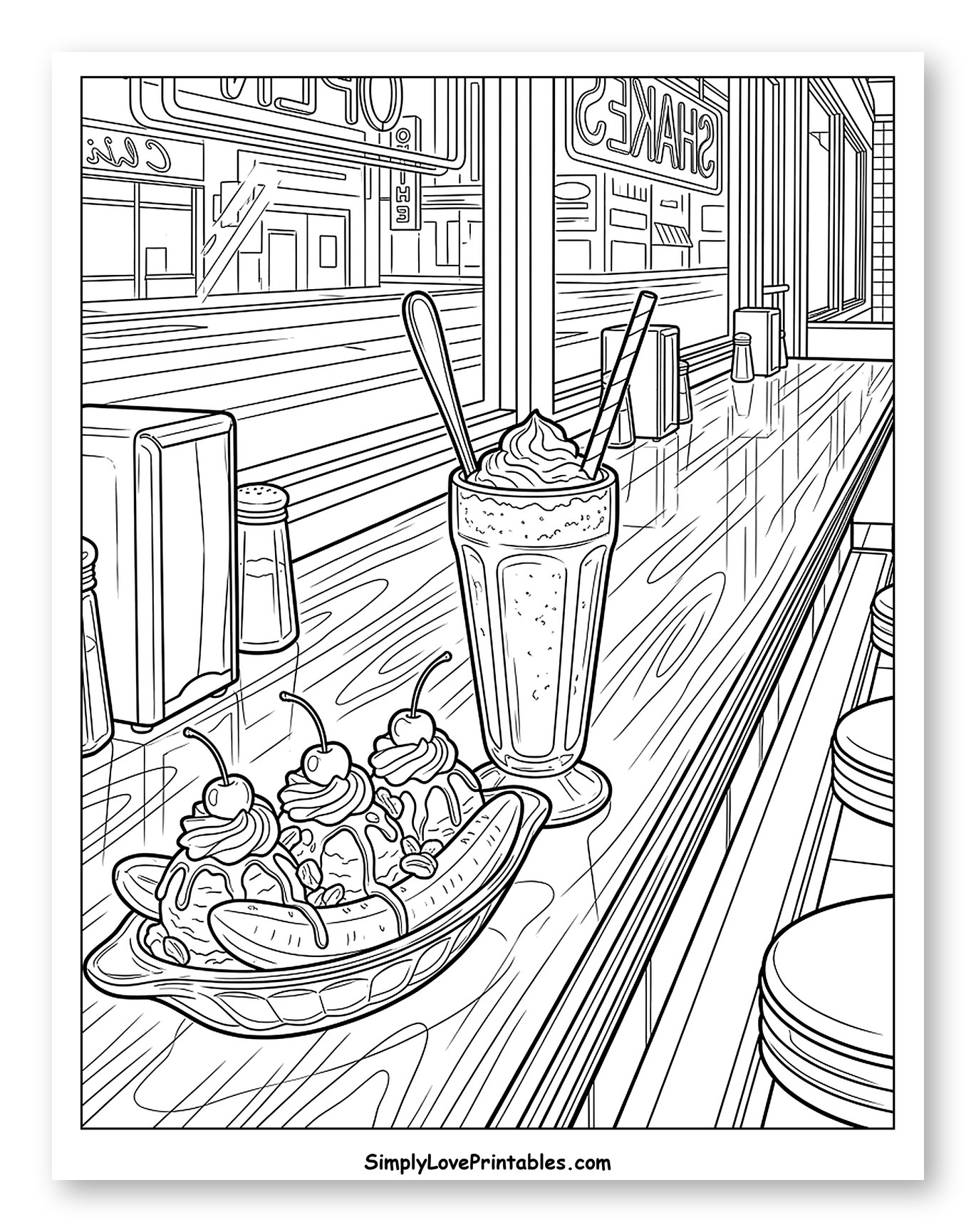Classic Diner Counter with Banana Split