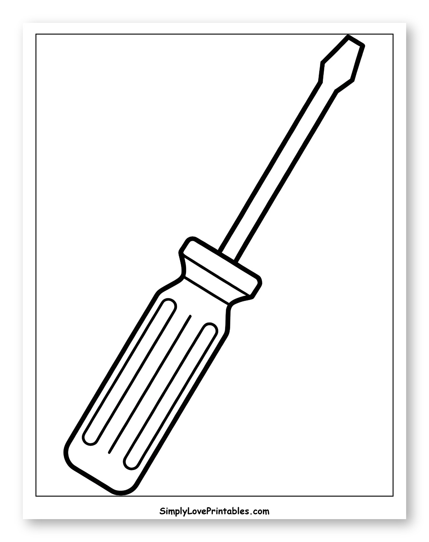 Classic Flathead Screwdriver Outline Coloring Sheet for Toddlers