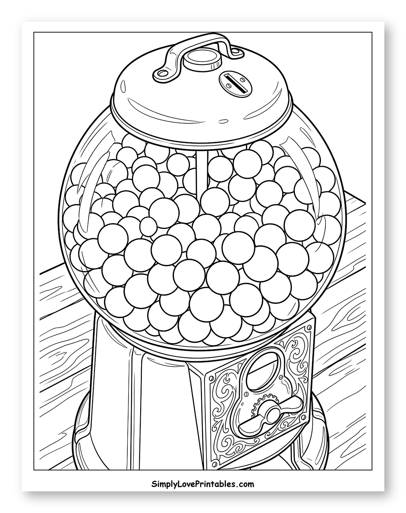 Classic Gumball Machine on Wooden Table