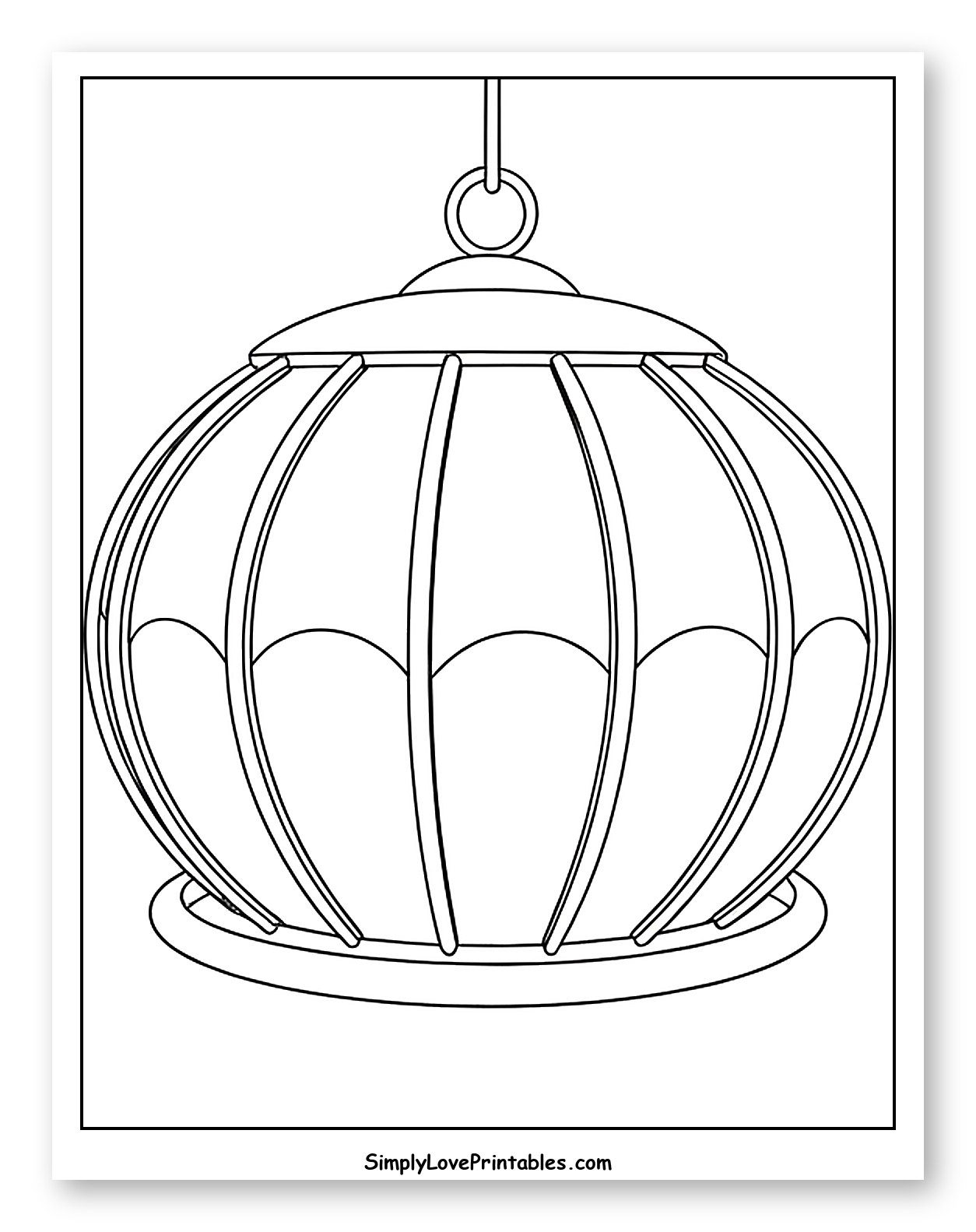 Classic Hanging Spherical Bird Feeder Coloring Page for Toddlers