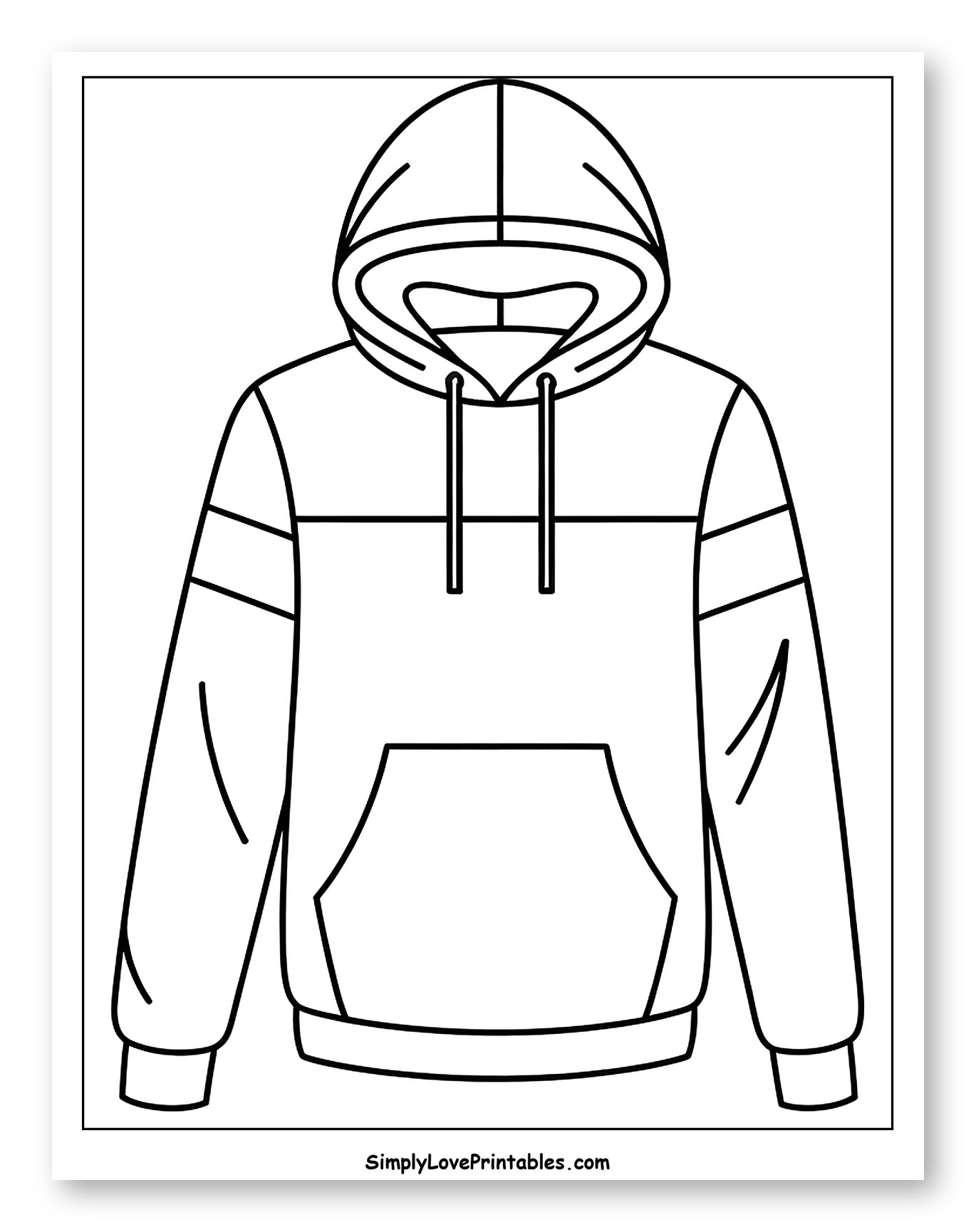 Classic Hoodie with Front Pocket and Striped Sleeves