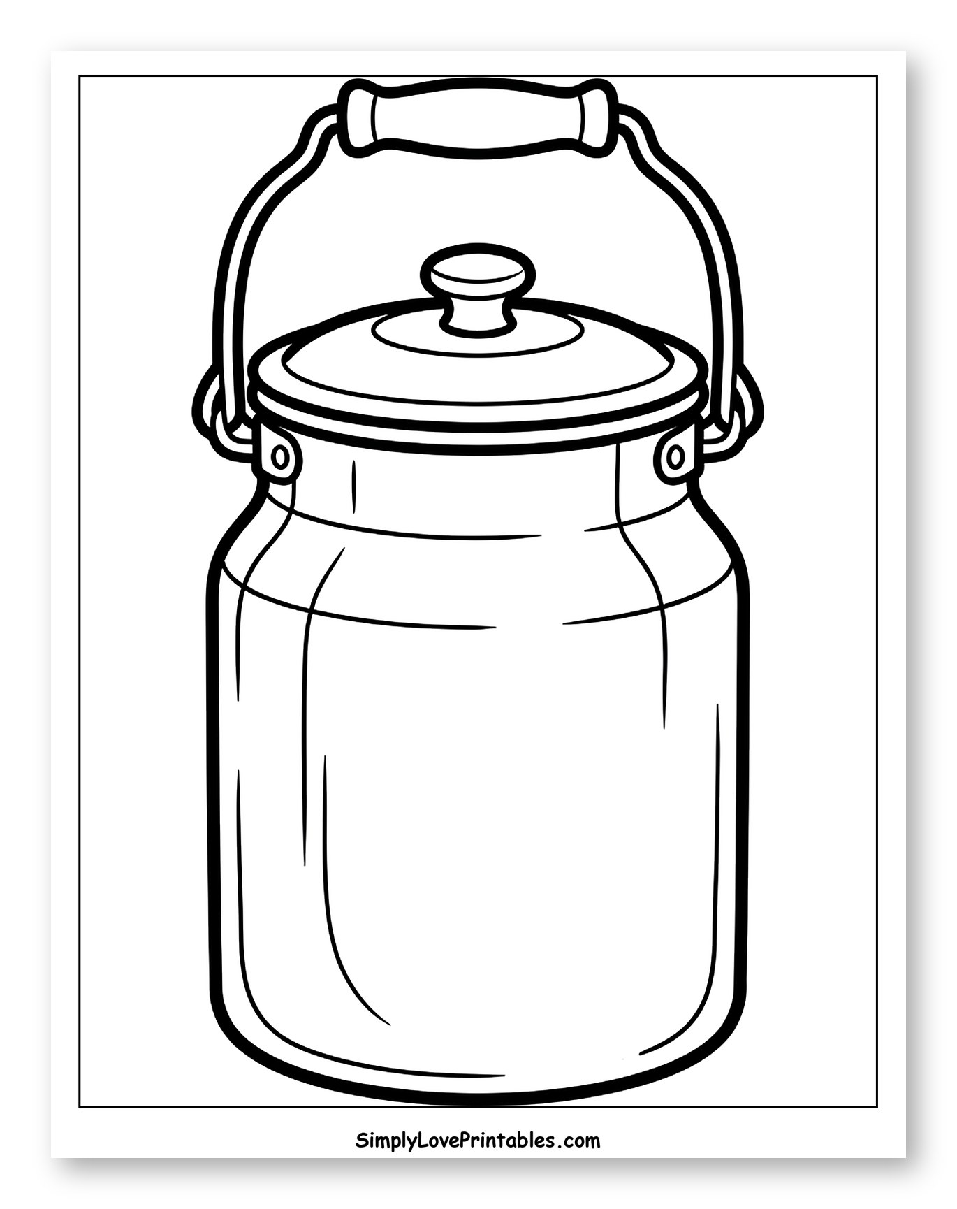 Classic Milk Can with Lid and Handle to Color for Toddlers