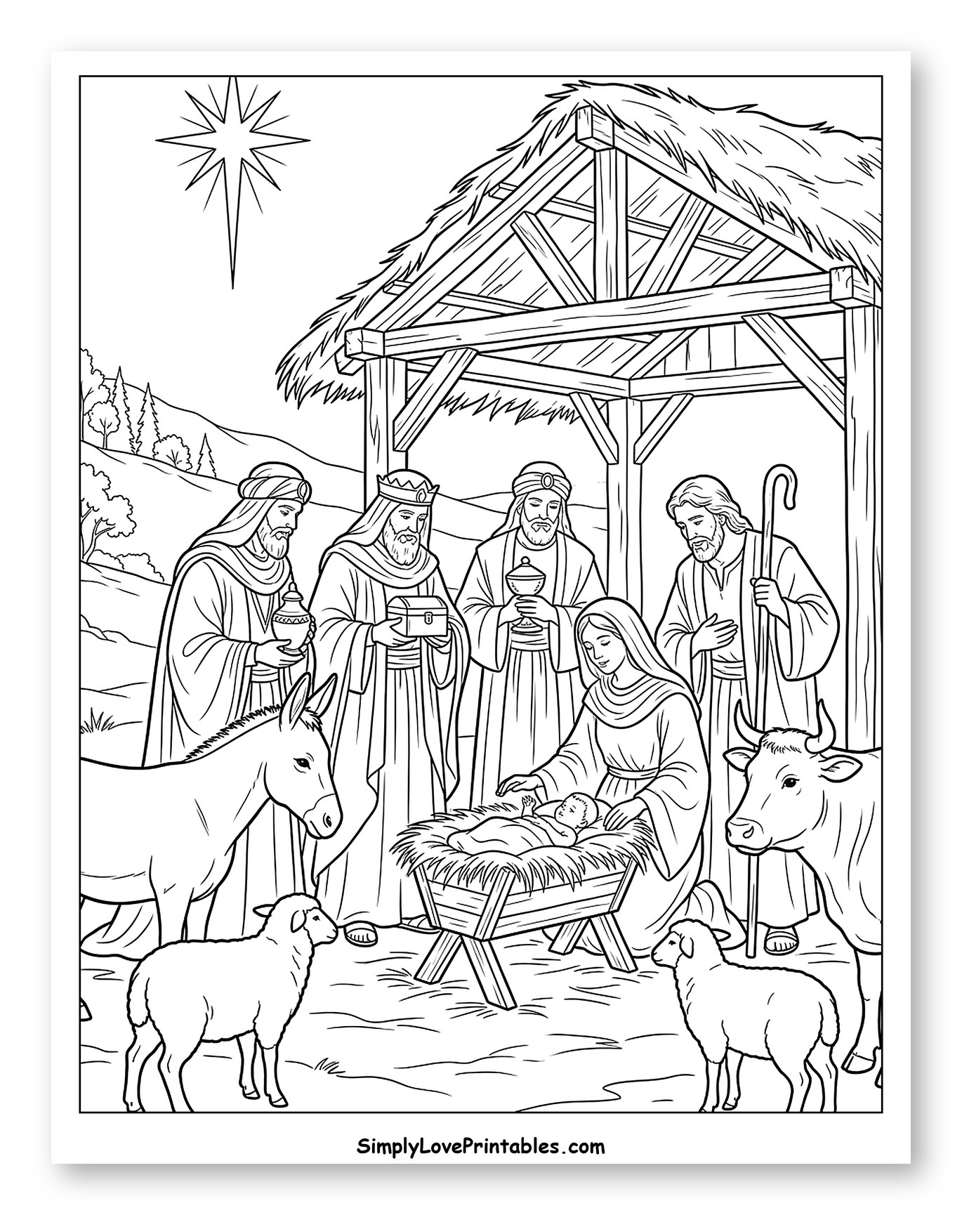 Classic Nativity Scene with Baby Jesus