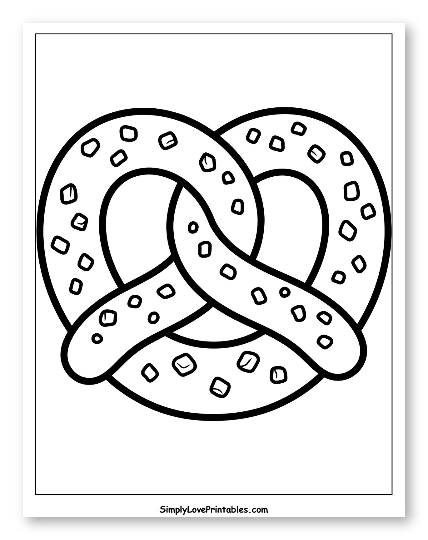 Classic Pretzel with Salt Grains Coloring Sheet for Toddlers