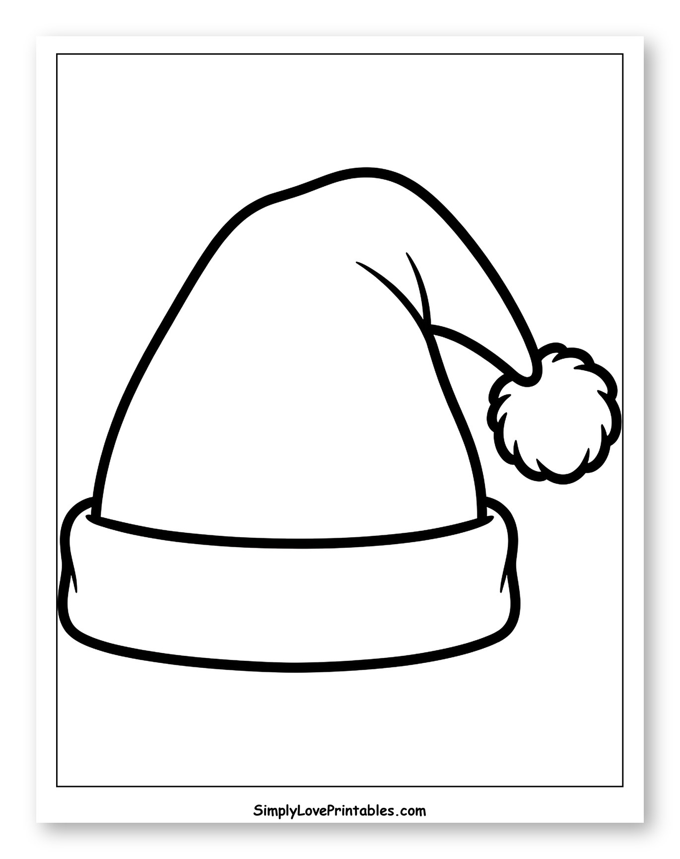 Classic Santa Hat with a Fluffy Pom-Pom to Color for Toddlers