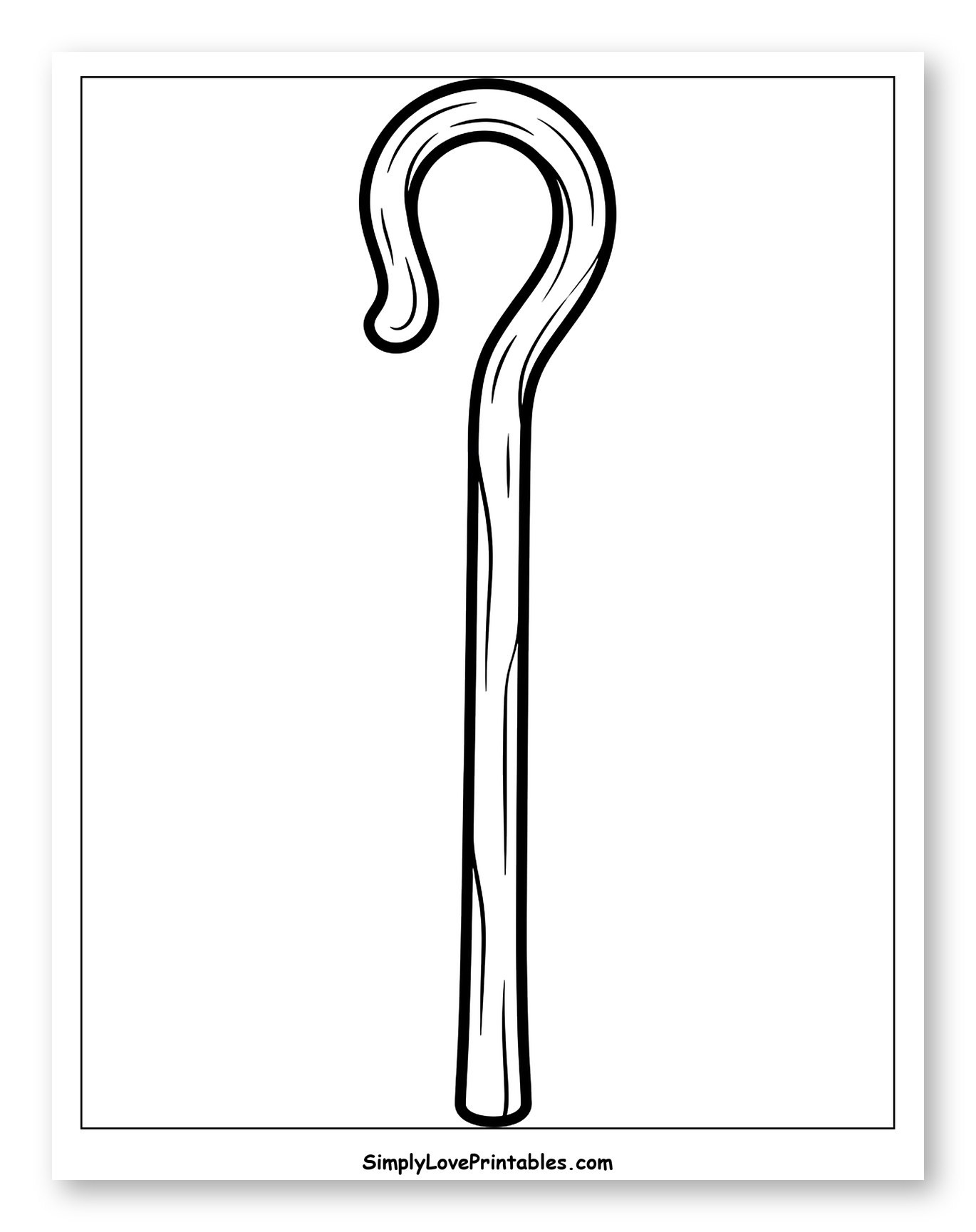 Classic Shepherd's Crook Outline Coloring Sheet for Toddlers