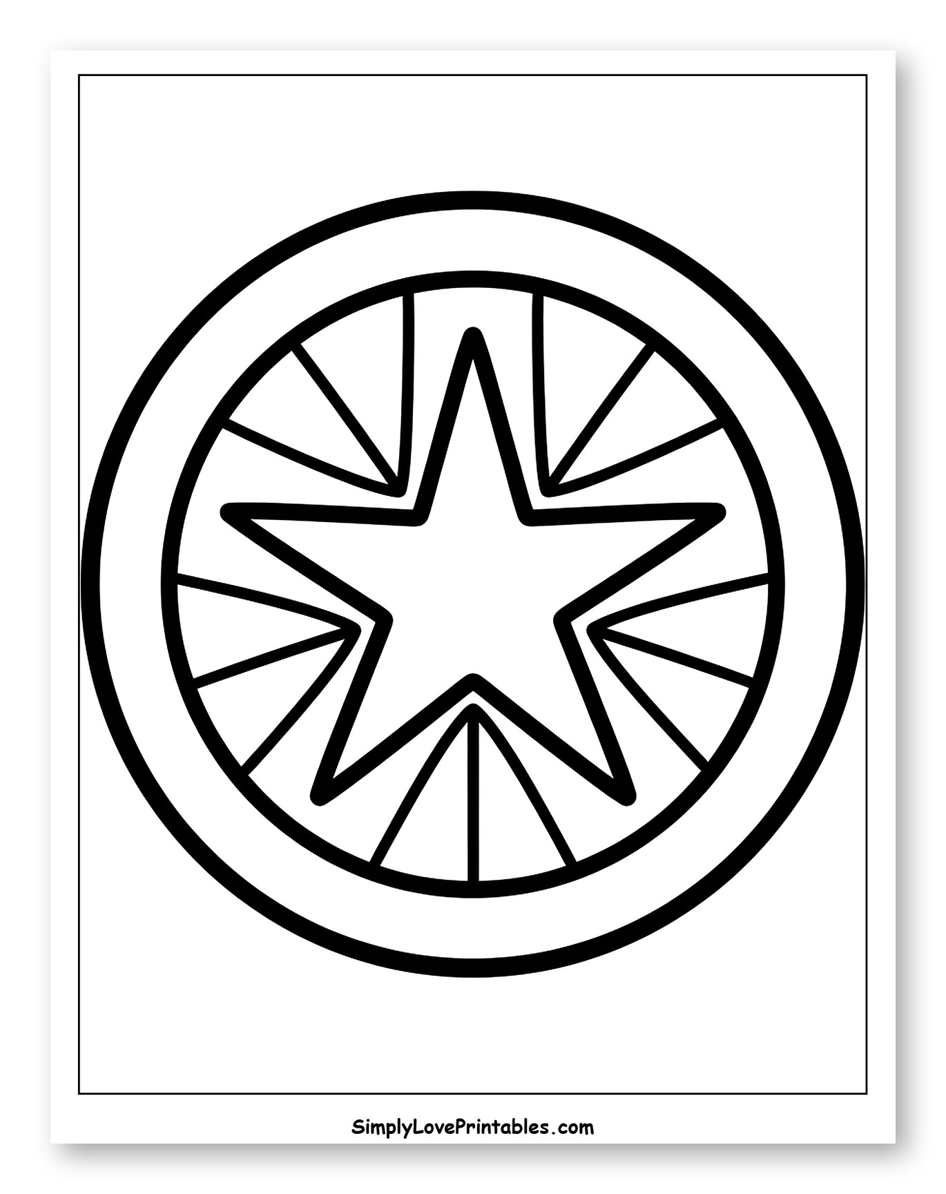 Classic Shield with Central Star Outline to Color for Toddlers