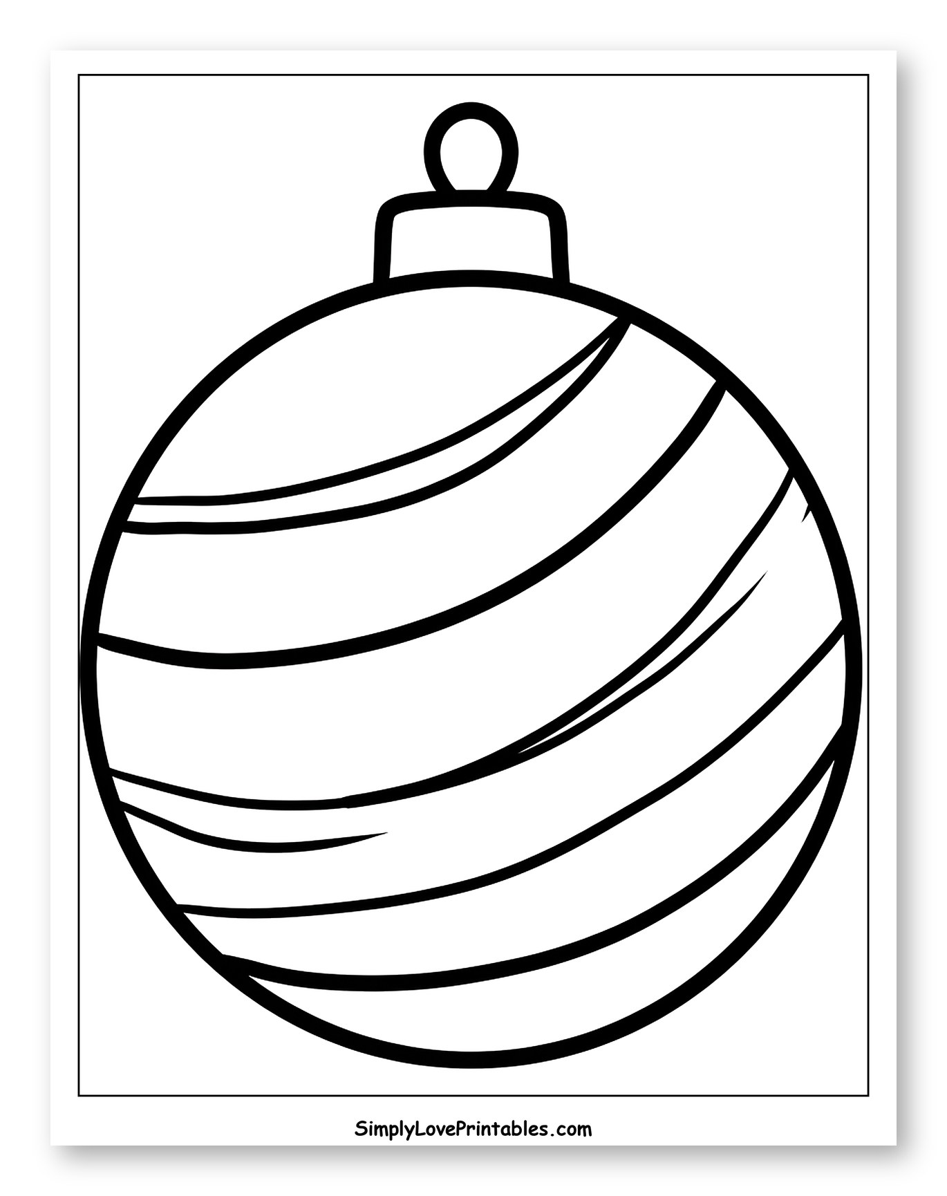 Classic Striped Christmas Bauble Ornament to Color for Toddlers