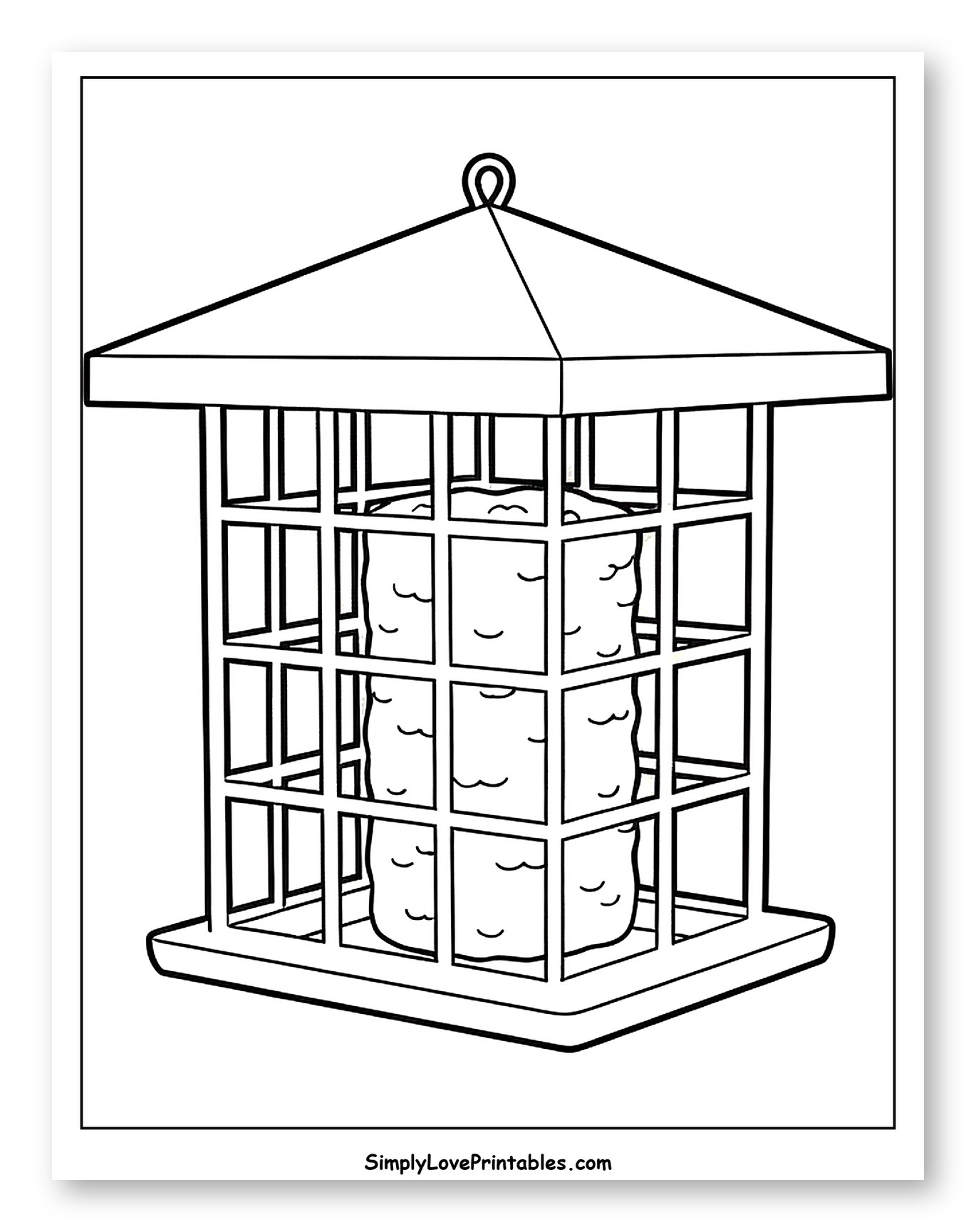 Classic Suet Bird Feeder with Cage to Color for Toddlers
