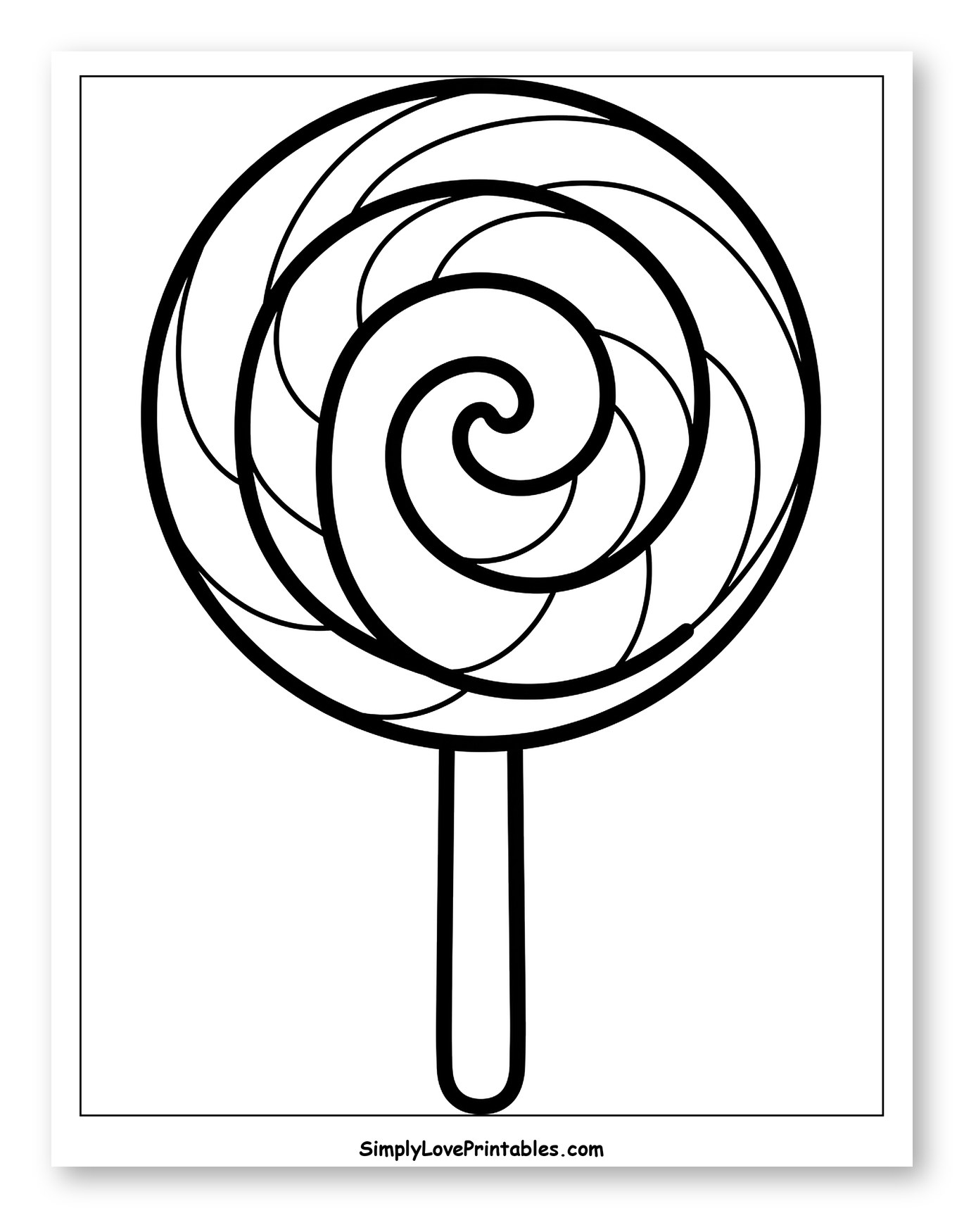 Classic Swirl Lollipop Outline Coloring Page for Toddlers