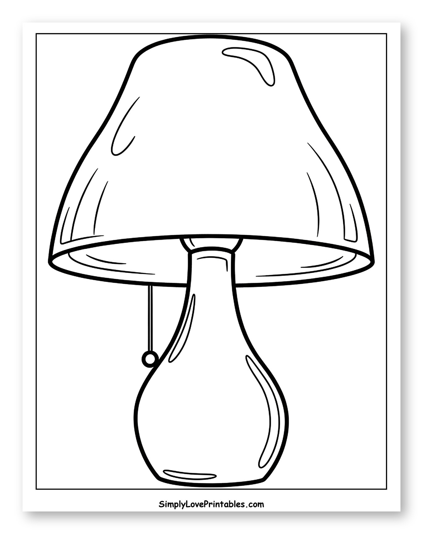 Classic Table Lamp with Pull Chain Coloring Page for Toddlers